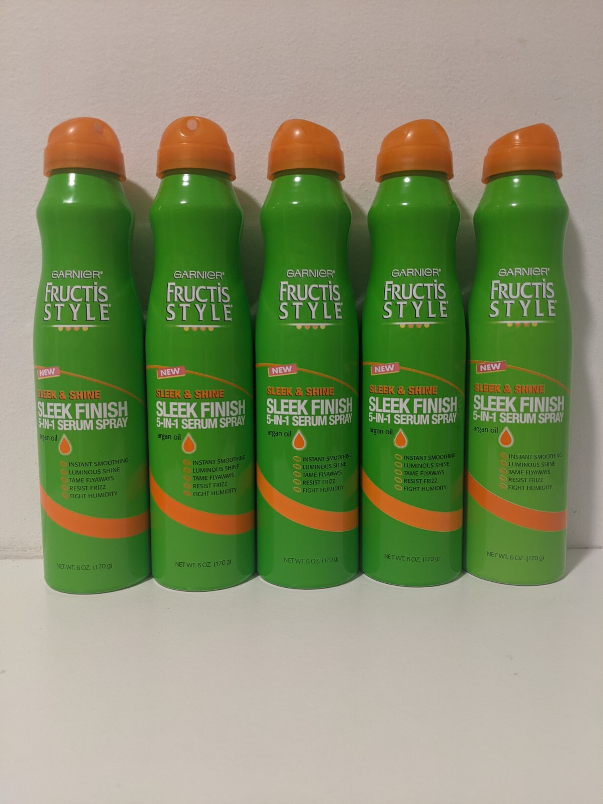 Lot of 5 Garnier Fructis Style Sleek Finish 5-In-1 Serum Spray 6oz READ DESCRIPT