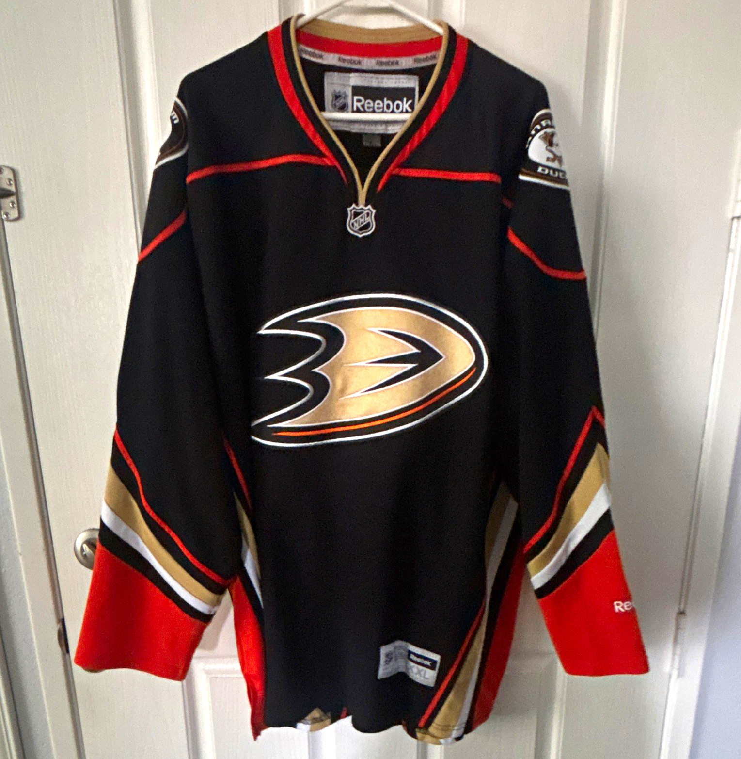 Reebok Anaheim Ducks NHL Hockey Jersey Black Orange Gold White XXL