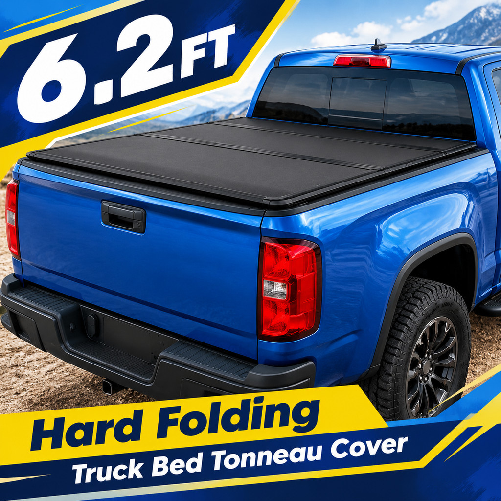 6.2FT 3-Fold Hard Tonneau Cover For 15-26 Chevy Colorado GMC Canyon Truck Bed