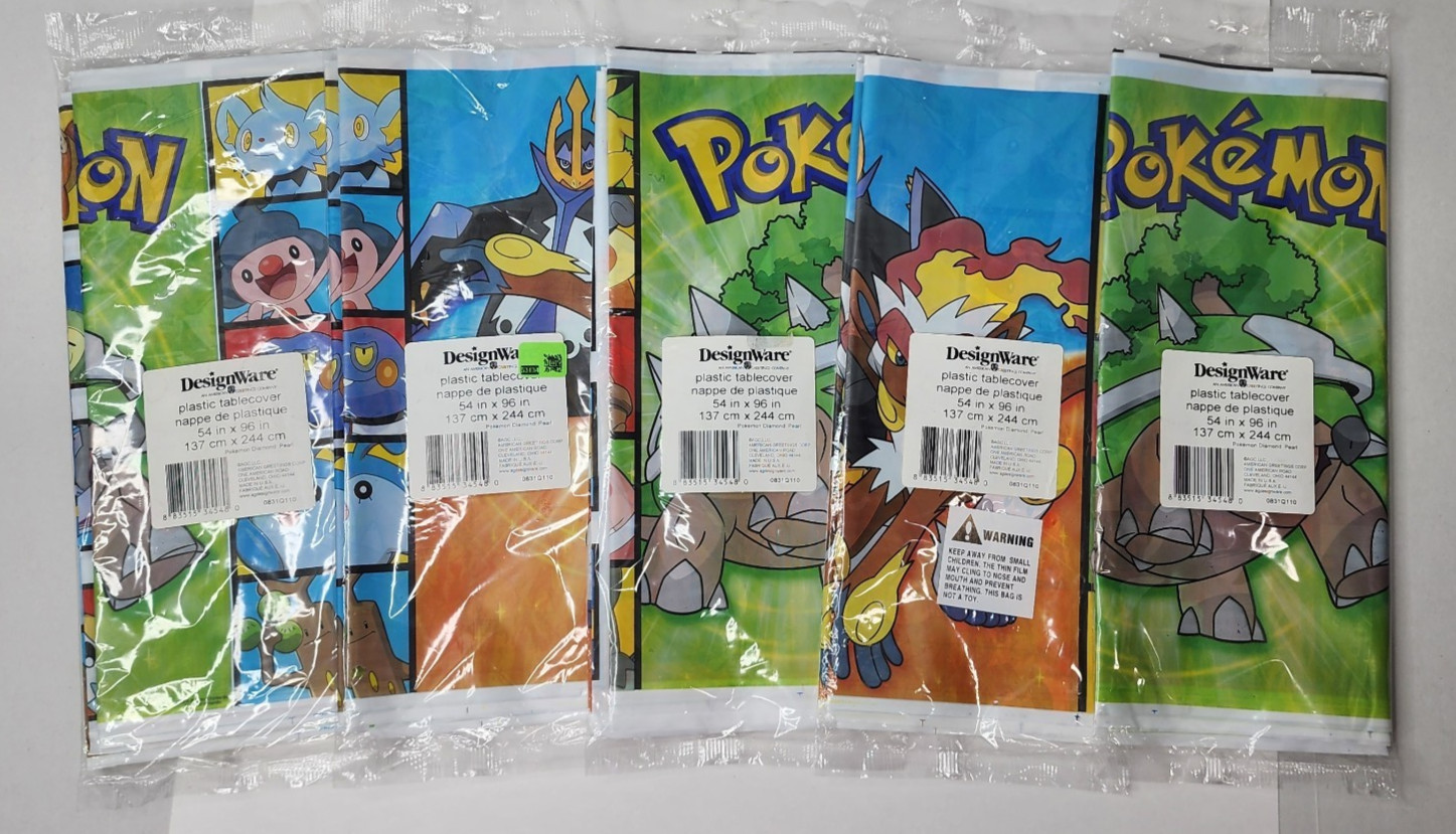 Lot of 5 - DesignWare Pokémon Tablecovers - Plastic - 54\