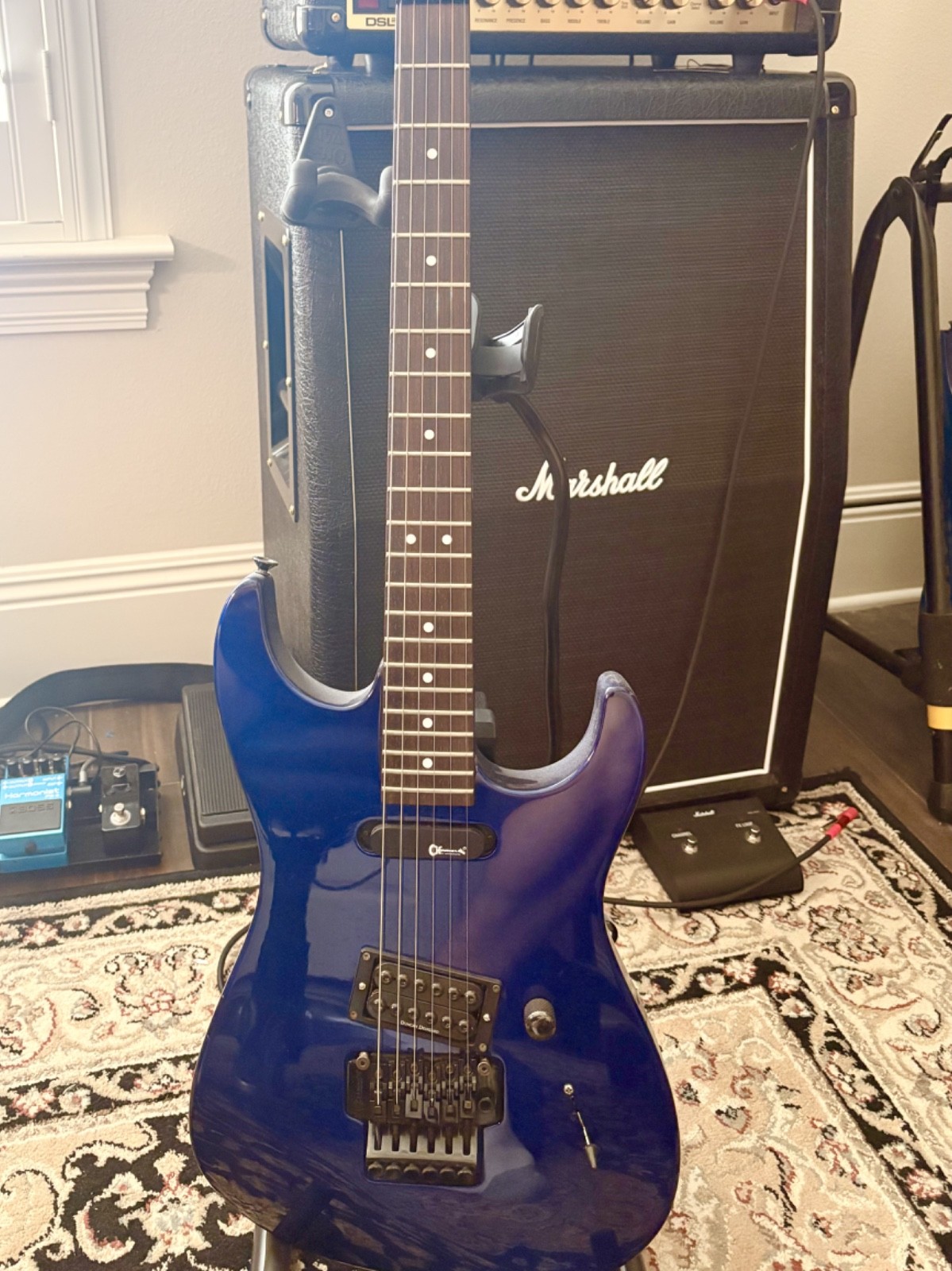 CHARVEL GUITAR.  3DR Vintage late-1980s Charvel Model (Dinky) – Electric blue.