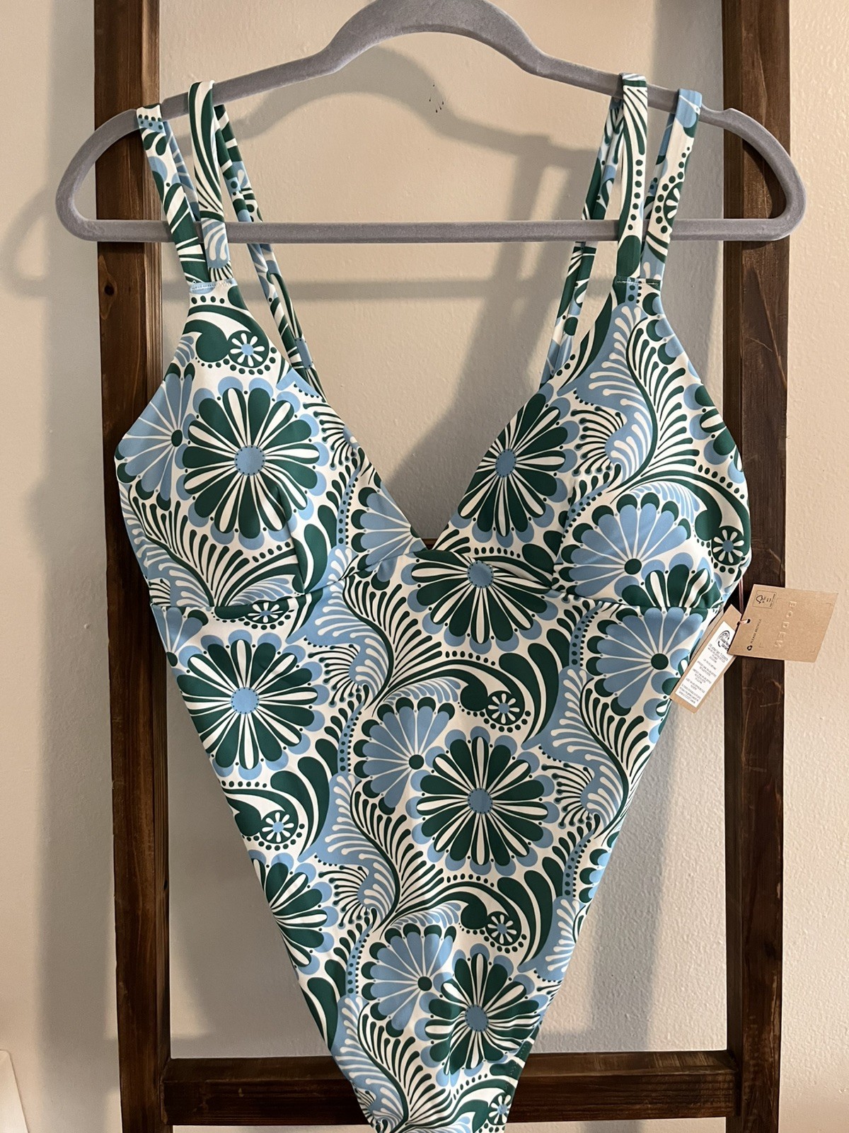 NWT Boden Women\'s Arles Swimsuit 12L Long Tall Euphoric Gardens