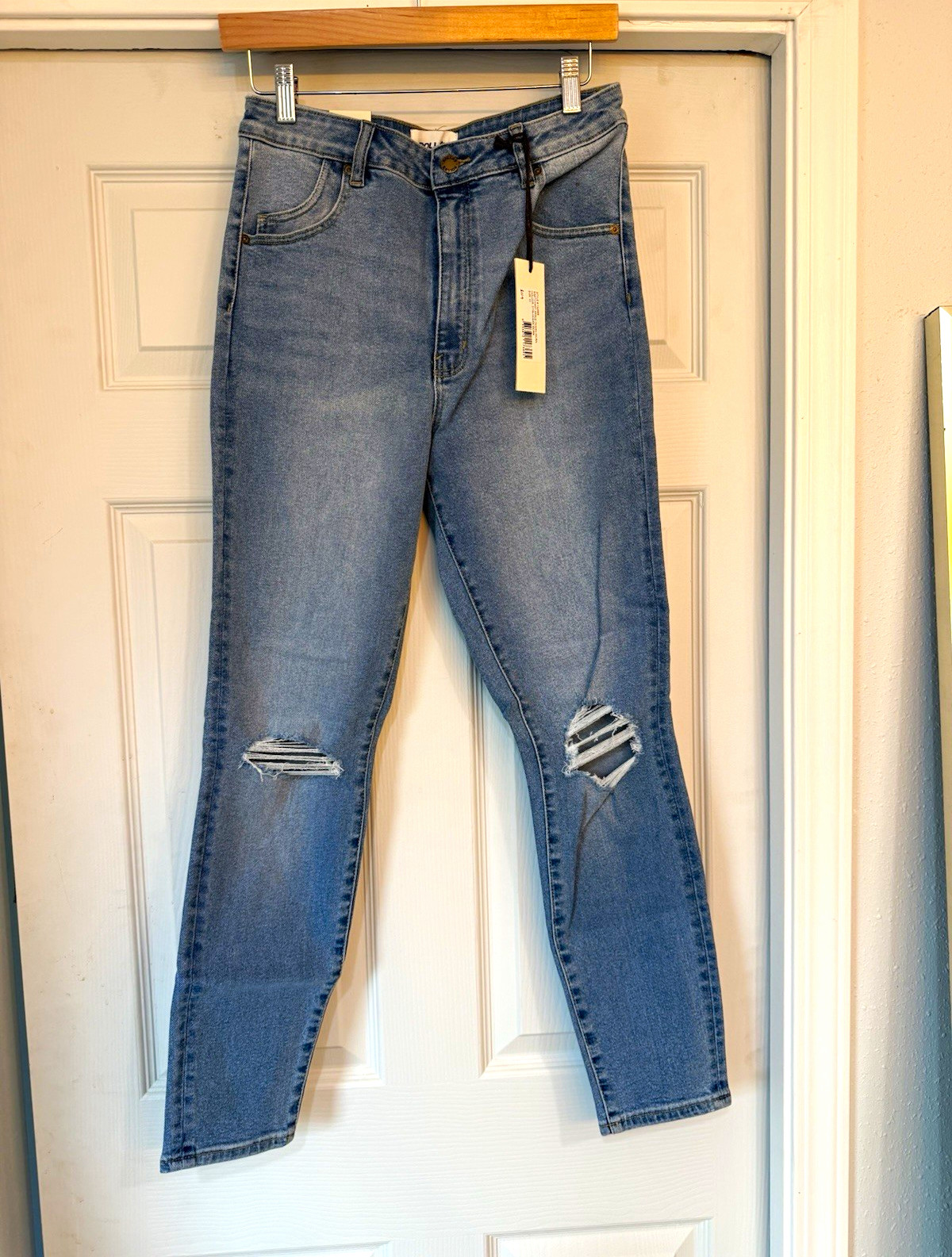 Rollas Eastcoast Ankle Women’s High Rise Skinny Jeans Blue Distressed Size 31