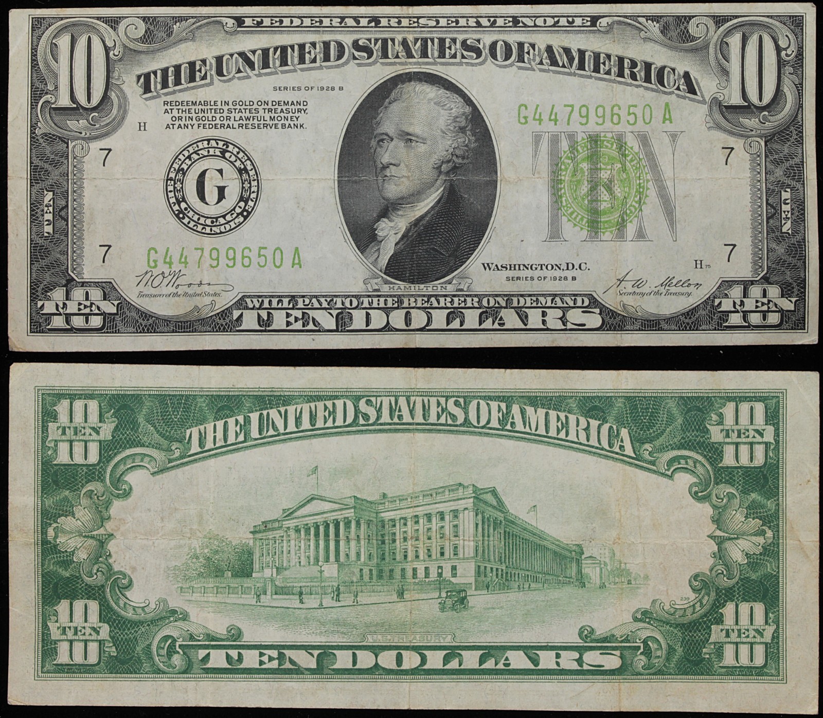 1928 B $20 Twenty Dollar REDEEMABLE IN GOLD Chicago Federal Reserve Note #2081