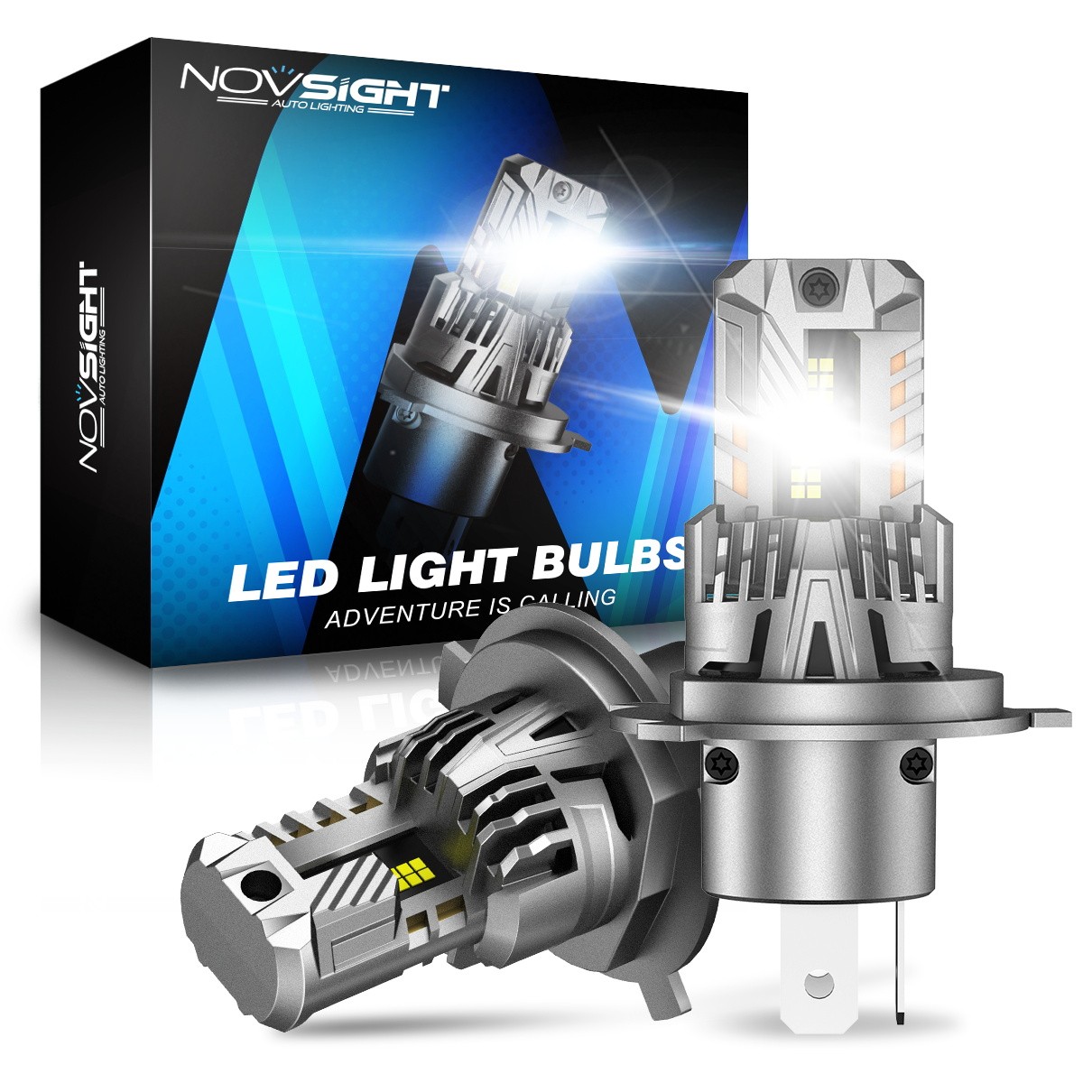 NOVSIGHT Pair H4 9003 HB2 LED Headlight Bulbs High Low Beam 6500K White Brighter