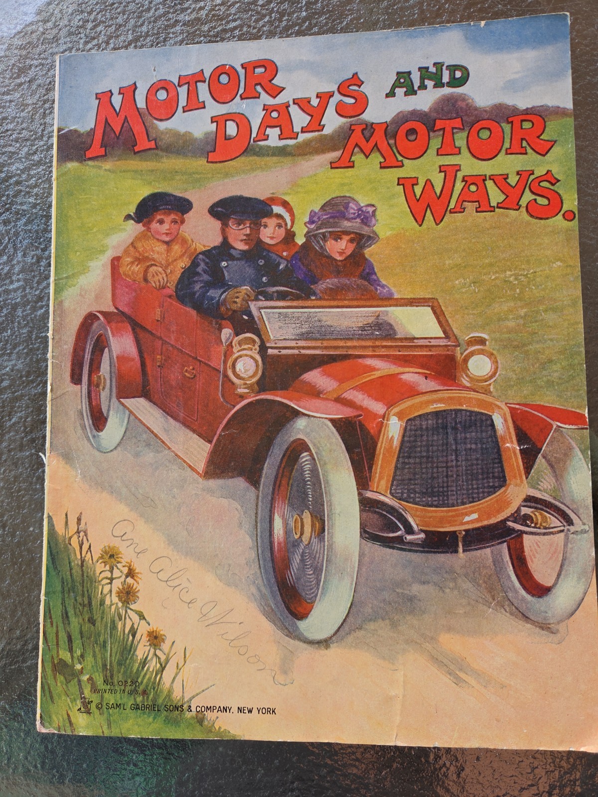Antique 1912 Motor Days and Motor Ways Childrens Book Samuel Gabriel Sons Car