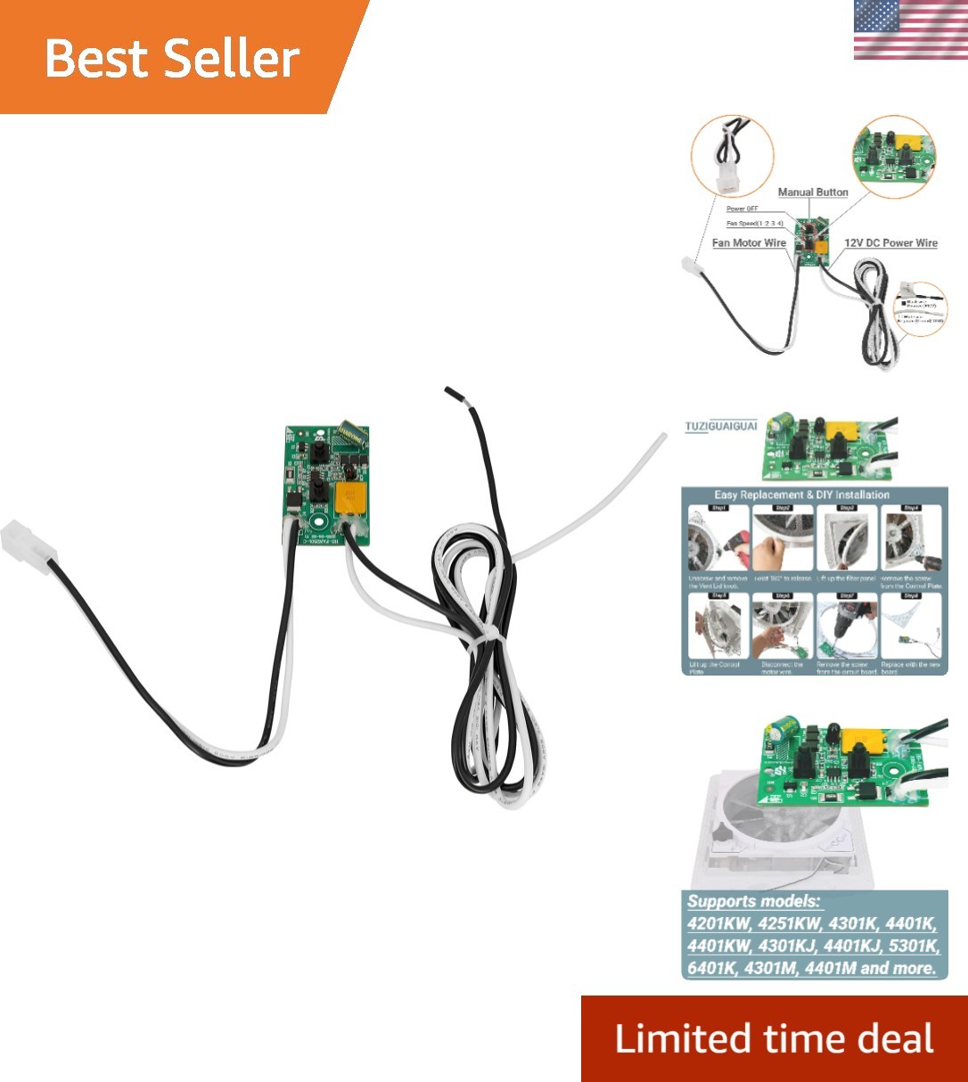 2025 Upgrade Circuit Board for MaxxFan Roof Vents - Easy Plug-and-Play Design