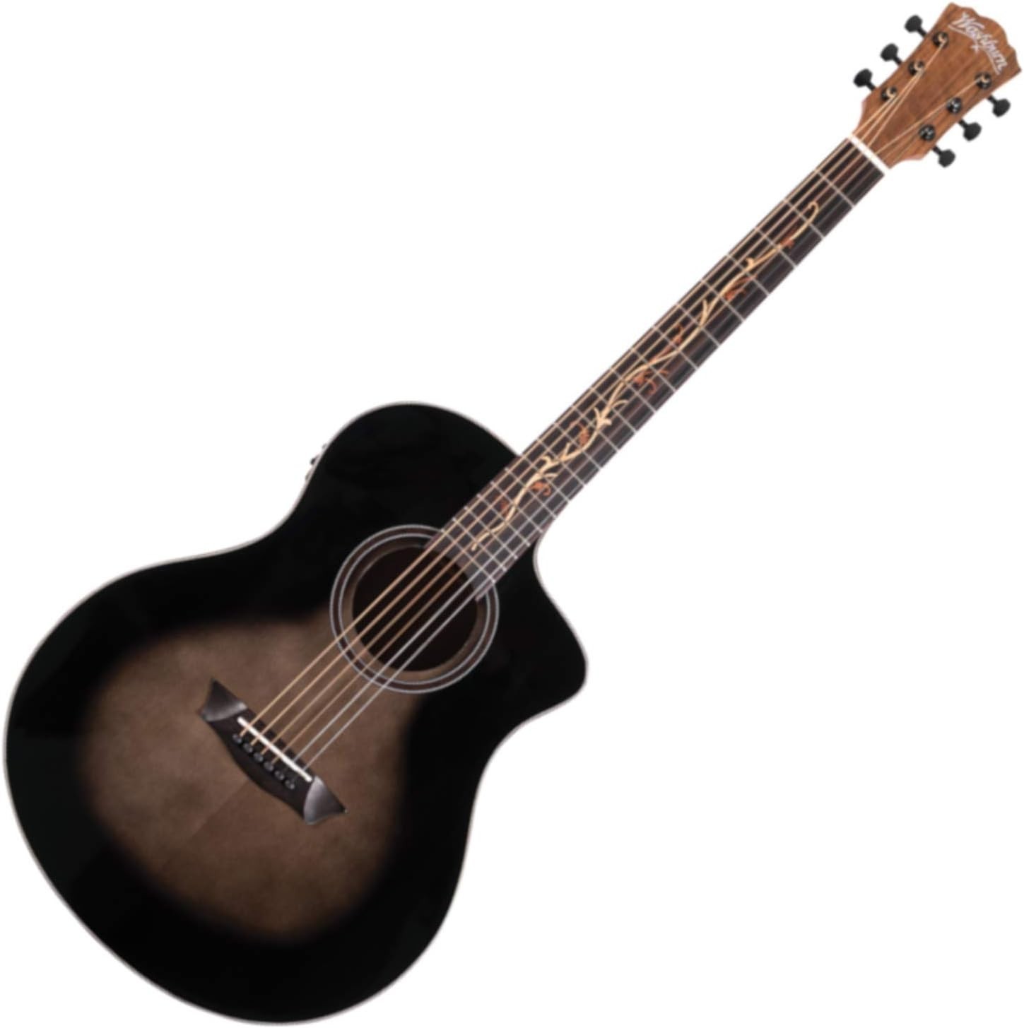 Washburn Bella Tono Vite S9V Studio AE Guitar Transparent Charcoal Burst