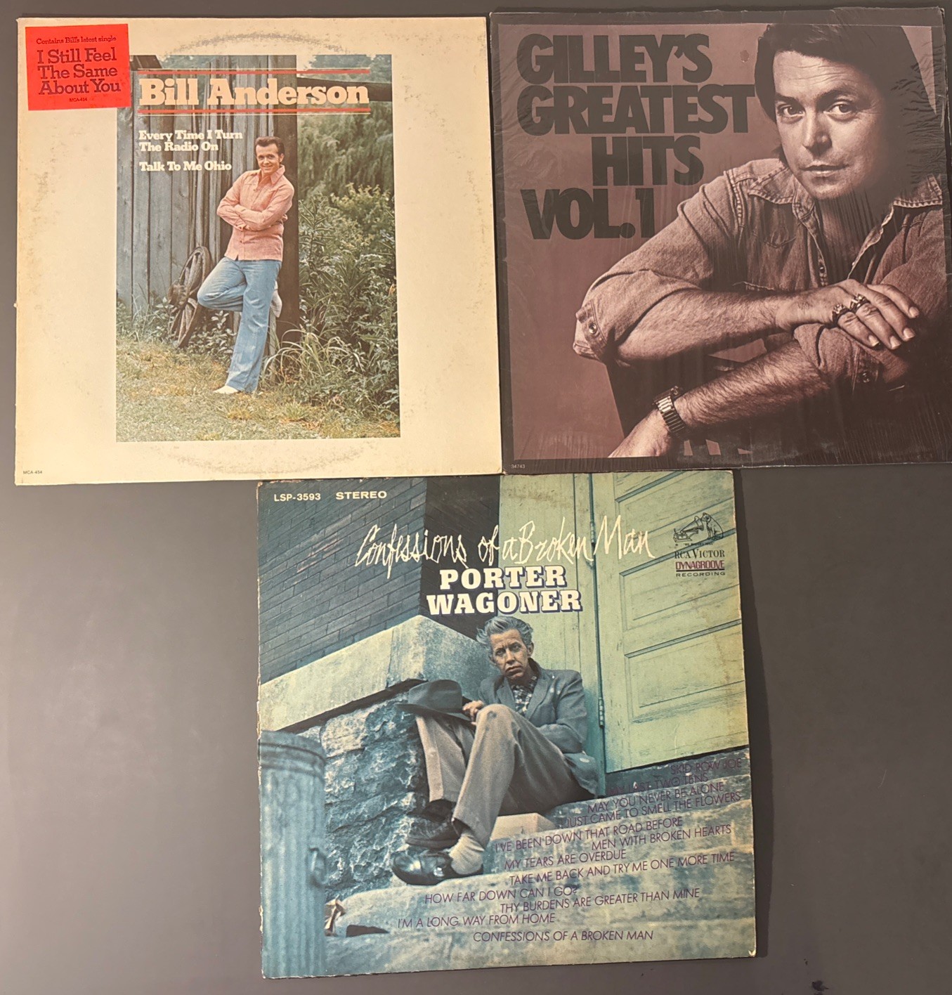 1960s-70s Country Music 12” LP Lot, Porter Wagoner, Mickey Gilley, Bill Anderson