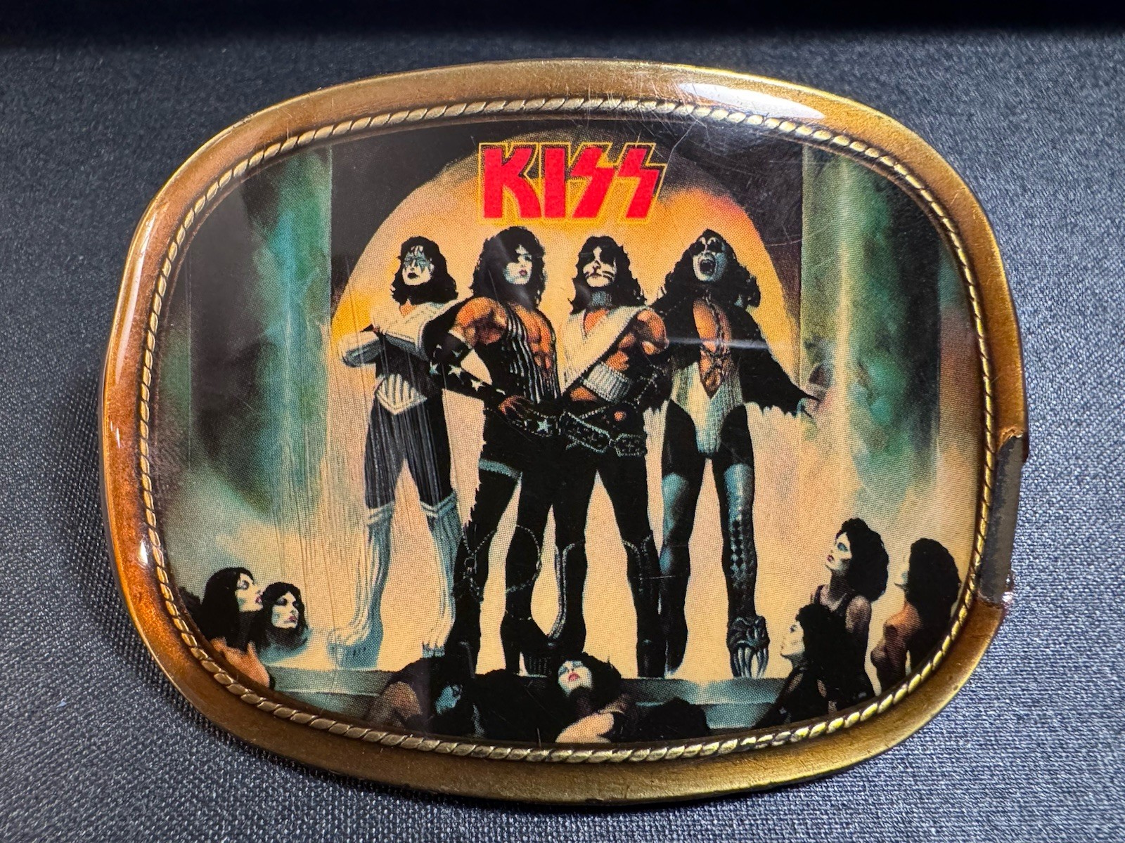 Vintage 1977 KISS Love Gun Belt Buckle - Pacifica Manufacturing - Original