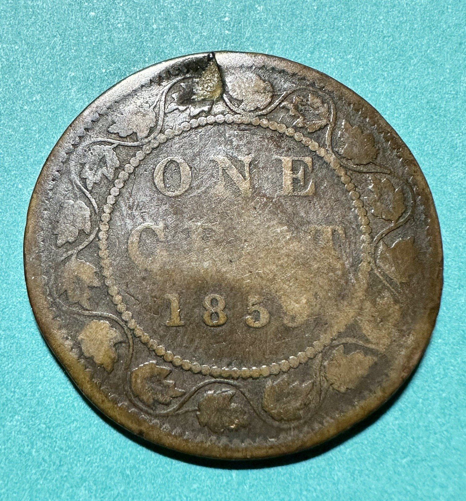 1859 Canada One Cent - Double 5 #1 - Narrow 9 - KM#1 - Rare Error - Great Find