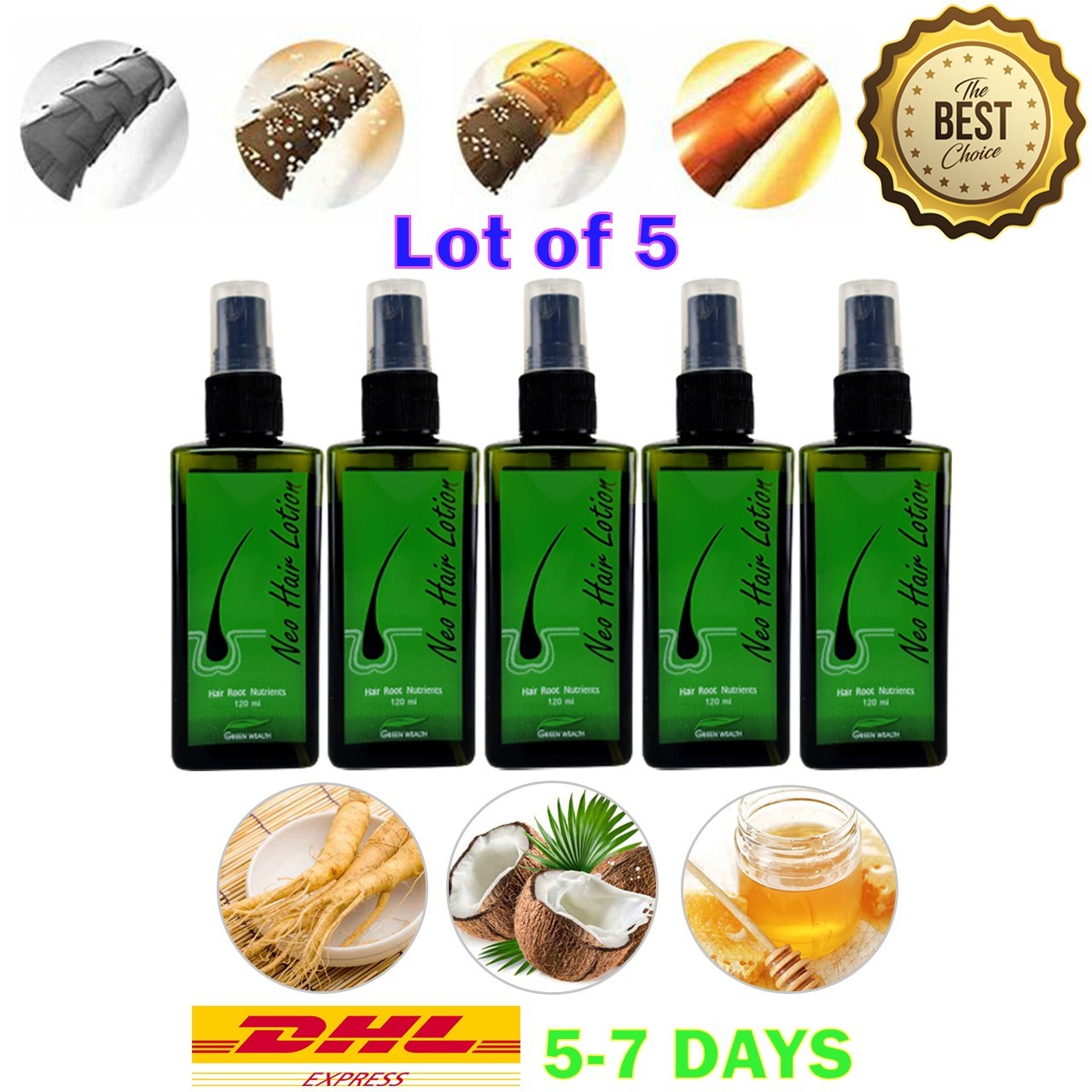 5x Neo Hair Lotion 120ml Hair Loss Hair Growth Treatment Root Nutrients Thai