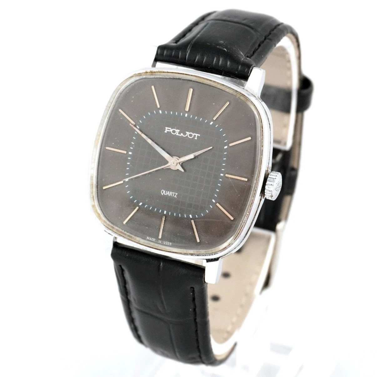 Original POLJOT Cage Dial Quartz Vintage Soviet Men\'s Wristwatch Watch USSR