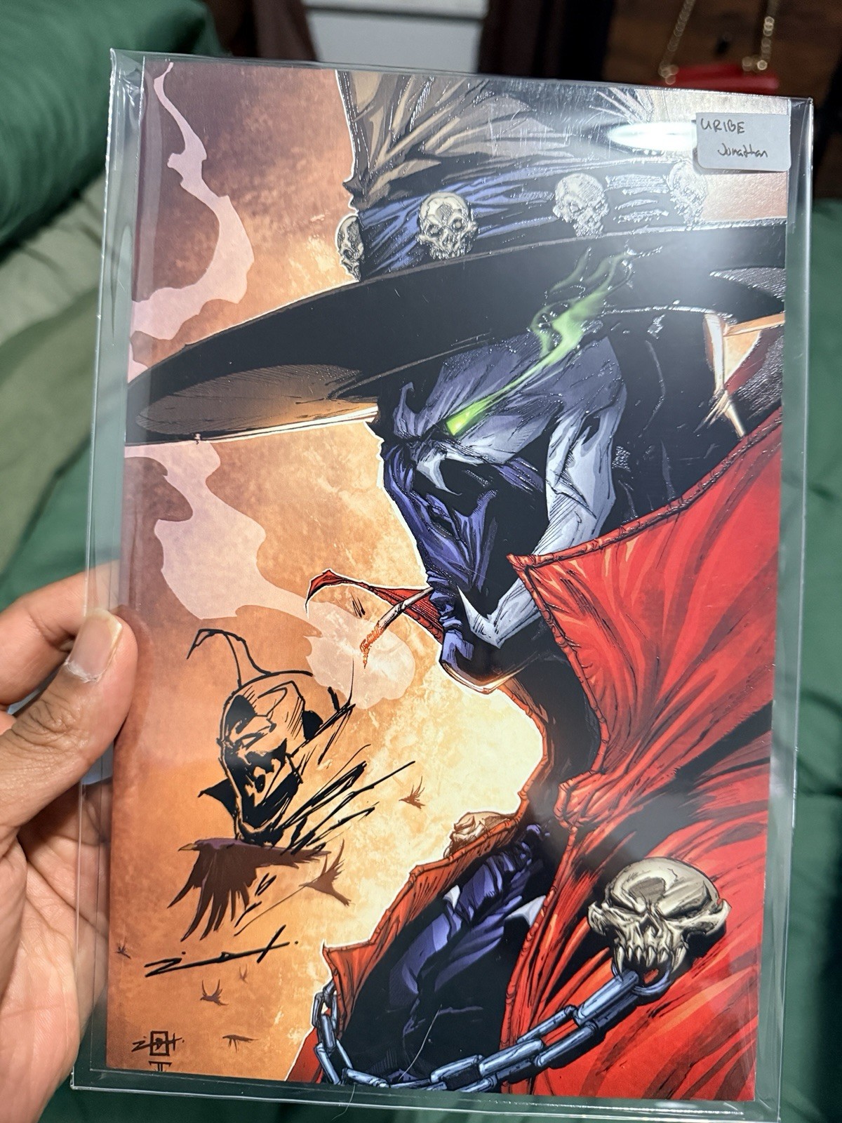 🔥 JONATHAN URIBE SPAWN SKETCHBOOK NYCC SIGNED REMARKED GUNSLINGER FOIL