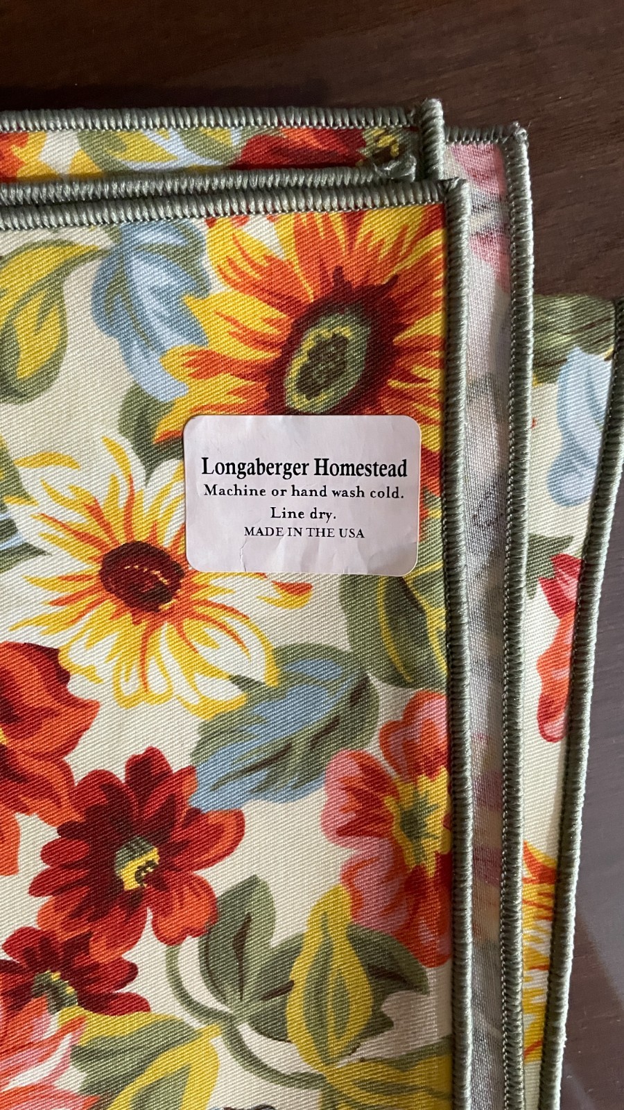 New Longaberger Homestead Sunflower FABRIC TABLE SQUARE 36