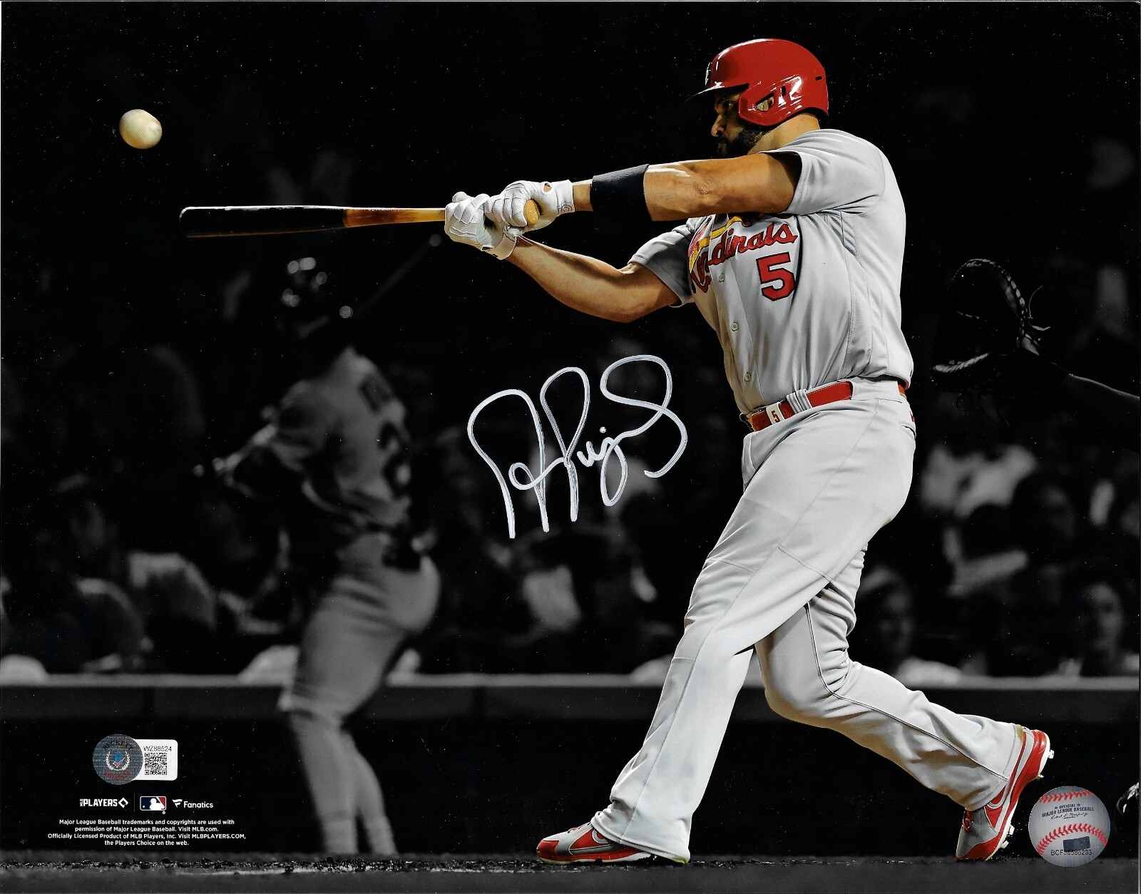 STL Cardinals Albert Pujols Signed 11x14 Spotlight Photo Beckett BAS Witnessed
