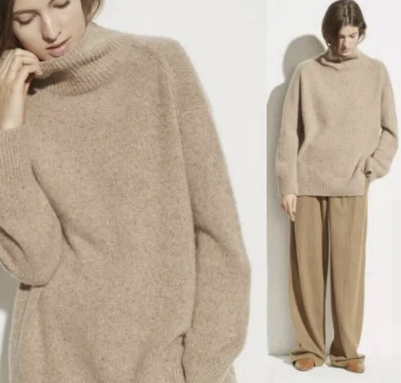 Vince | Double Slit Mock Neck Cozy Knit Alpaca Sweater Size Medium Quiet Luxury