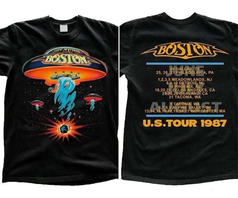 Boston 1987 Vintage Classic Rock Band Live Tour Concert Graphic T-Shirt