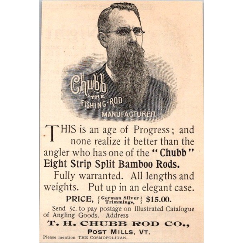 T. H. Chubb Rod Co Fishing Rod Manufacturer Post Mills VT 1894 Clipping SAI6-M18