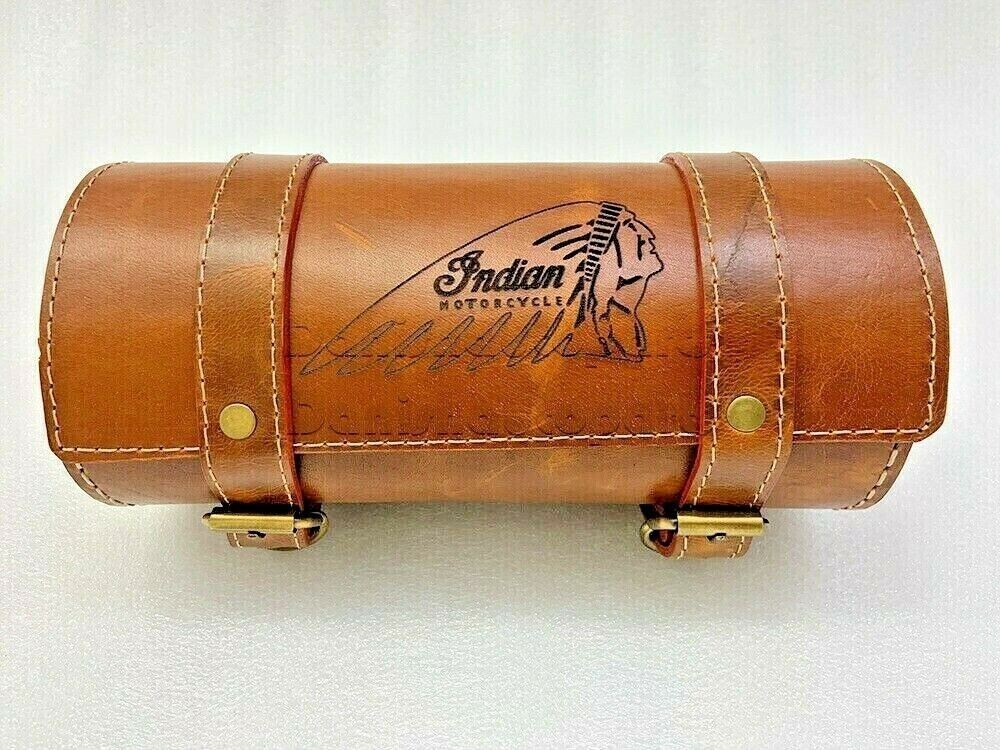 Indian Chief Engraved on Tool Bag For Indian Chief Motorcycles Tan Leather