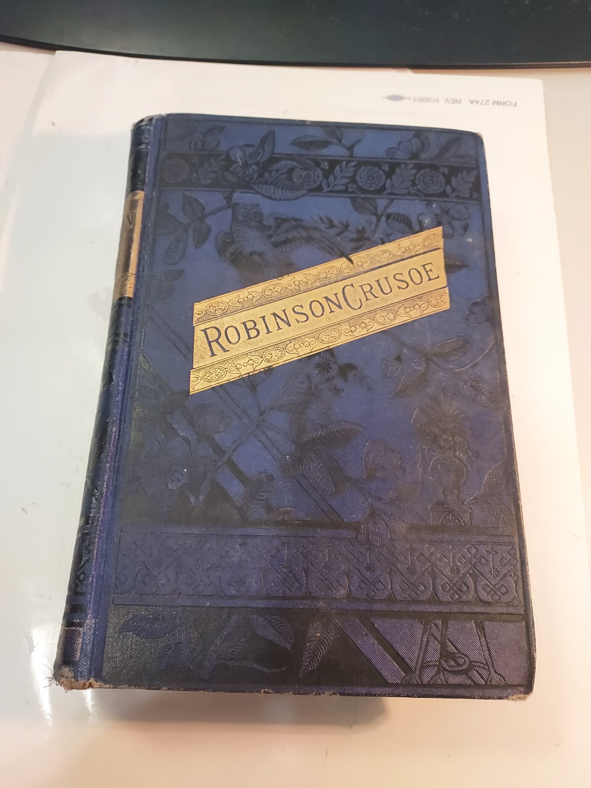 Antique 1880 Robinson Crusoe by Daniel Defoe- John Wurtele Lovell N.Y. HC Book