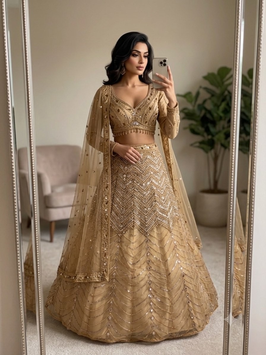 Designer Butterfly Net Lehenga Choli Set Sequins Dori Work Heavy Cancan XXL