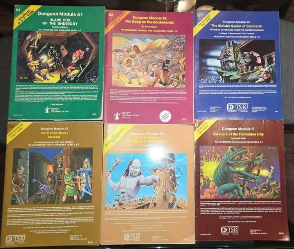 Lot of 6 1980;s  Old Dungeons and Dragons Modules  A1, A2, B2, U1, x2, I1