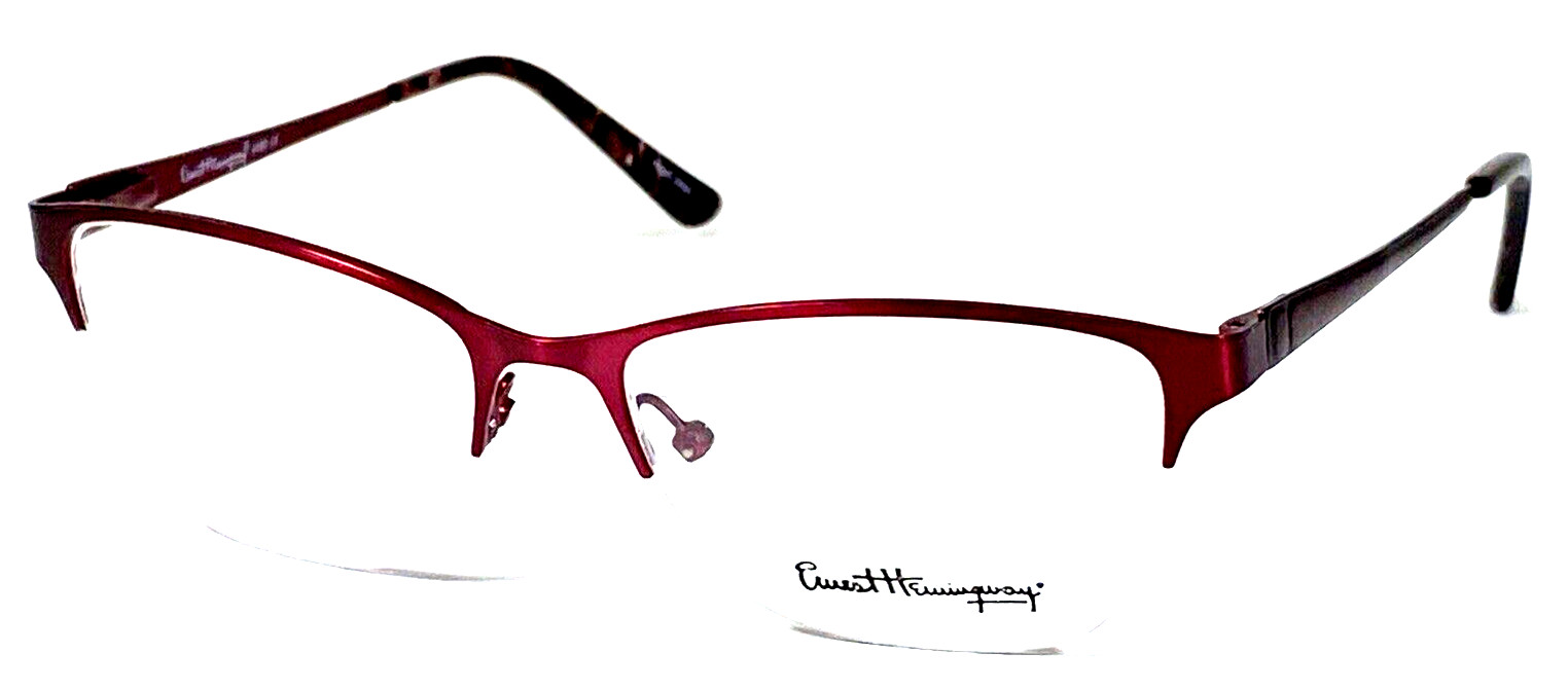 ERNEST HEMINGWAY 4680 NOS Burgundy Matte Half Rimless 52-16-135 Eyeglasses Frame
