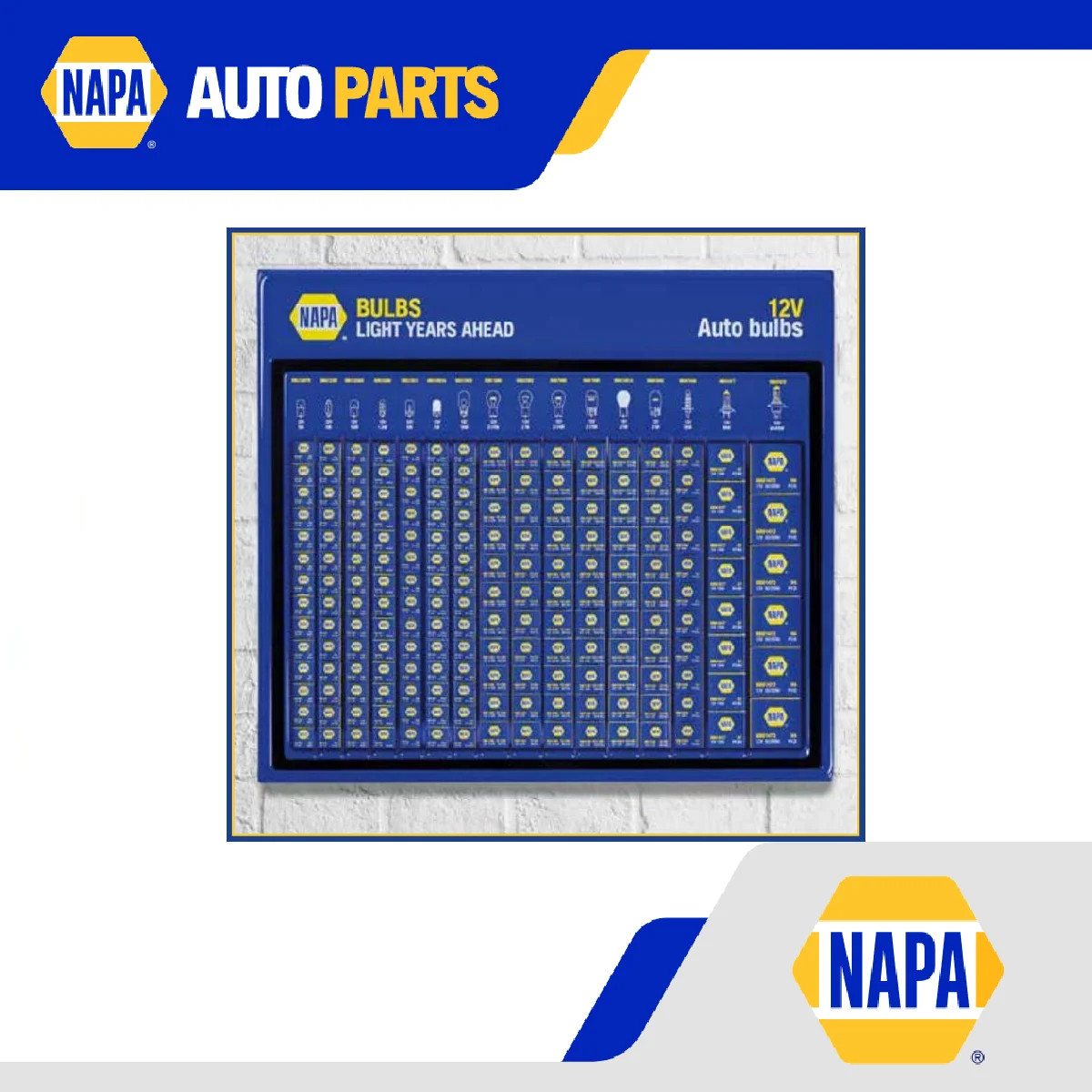NAPA 12V Bulb Display Stand 175 OE Spec Single Boxed Bulbs Halogen Auxiliary Car