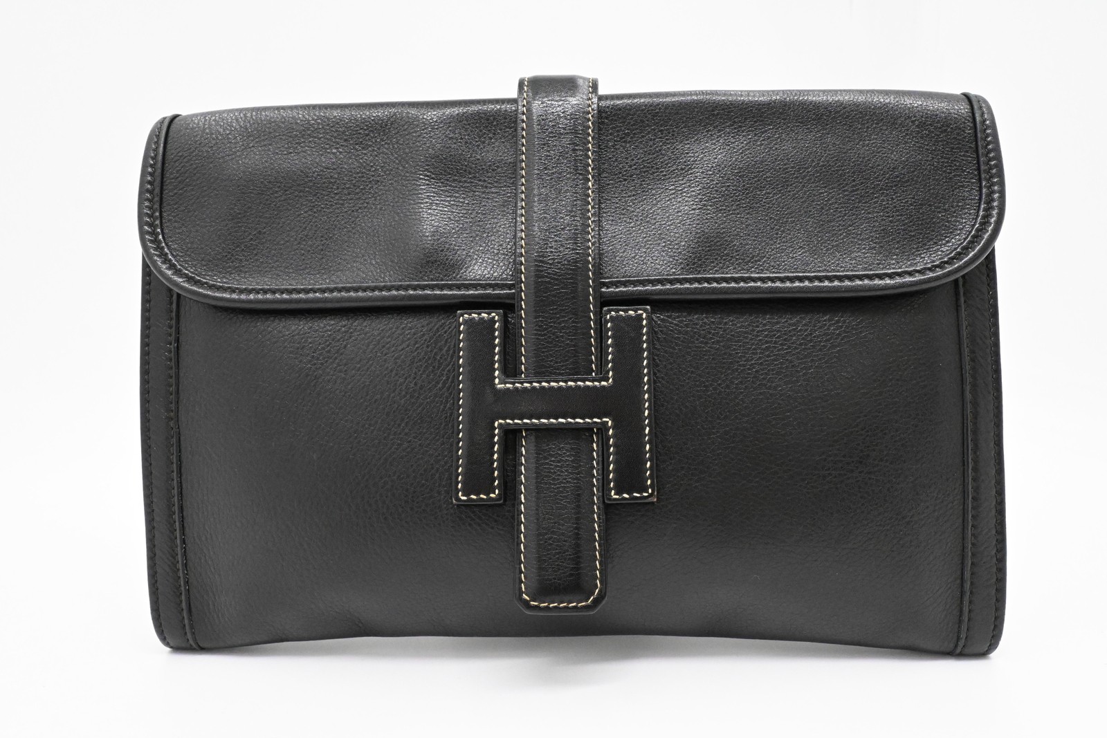 Authentic Hermes Jige PM Clutch Bag, Black, with \