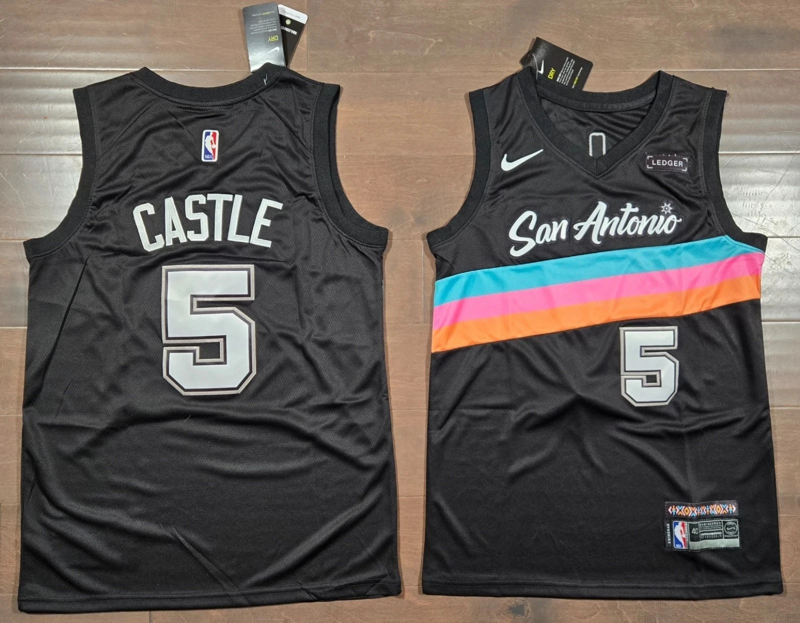 YOUTH S.A. Spurs #5 Stephon Castle Stitched Black Fiesta City Edition Jersey