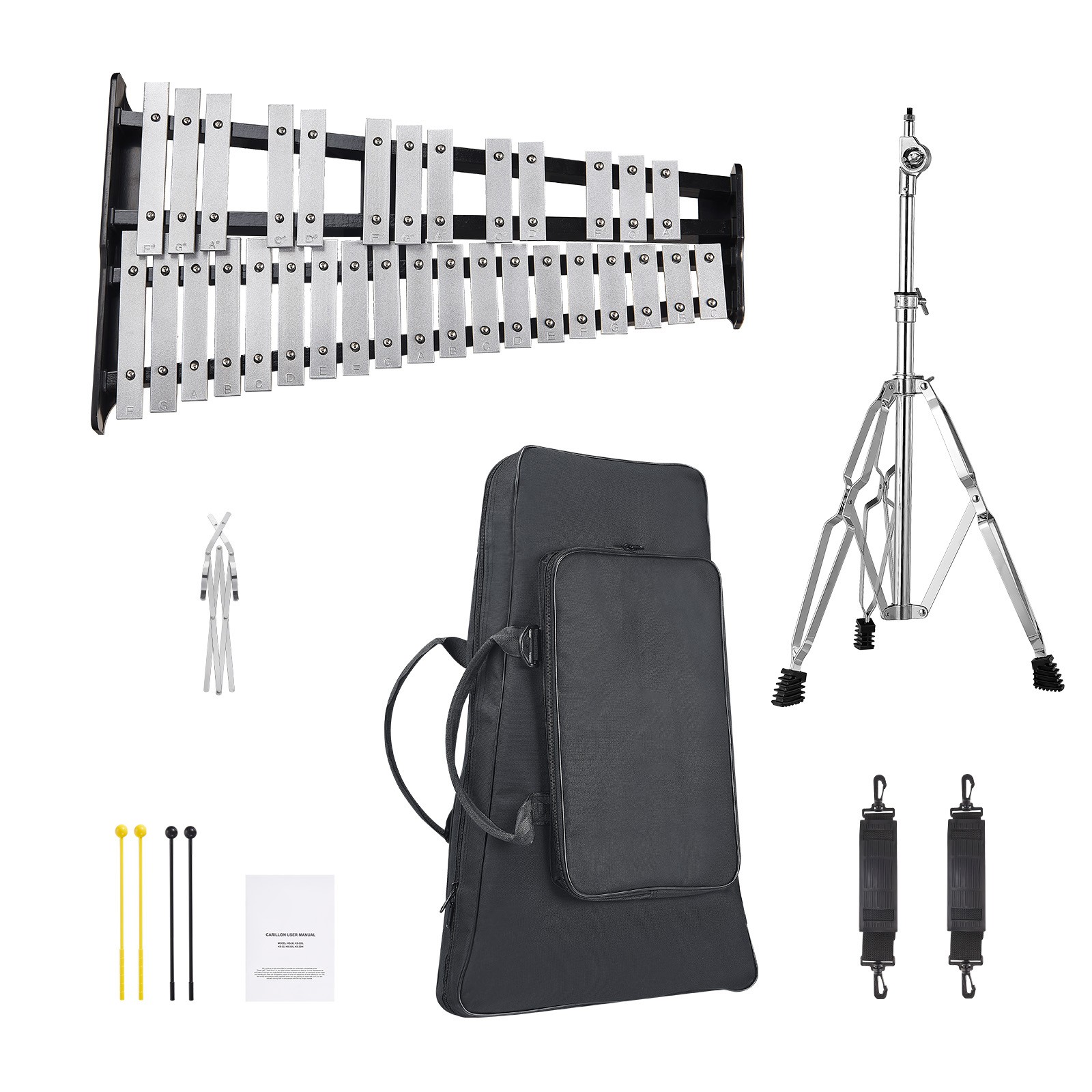 Uimoso 32 Note Glockenspiel Xylophone Bell Kit with Mallets, Drum Sticks & Stand