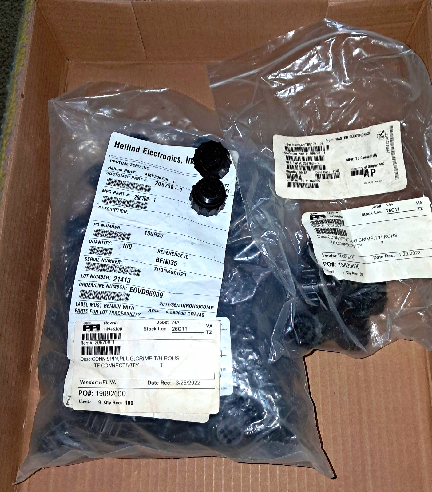 Wholesale Bulk Lot 111x TE Connectivity 206708-1 CPC 9-Pin Connector Plug New