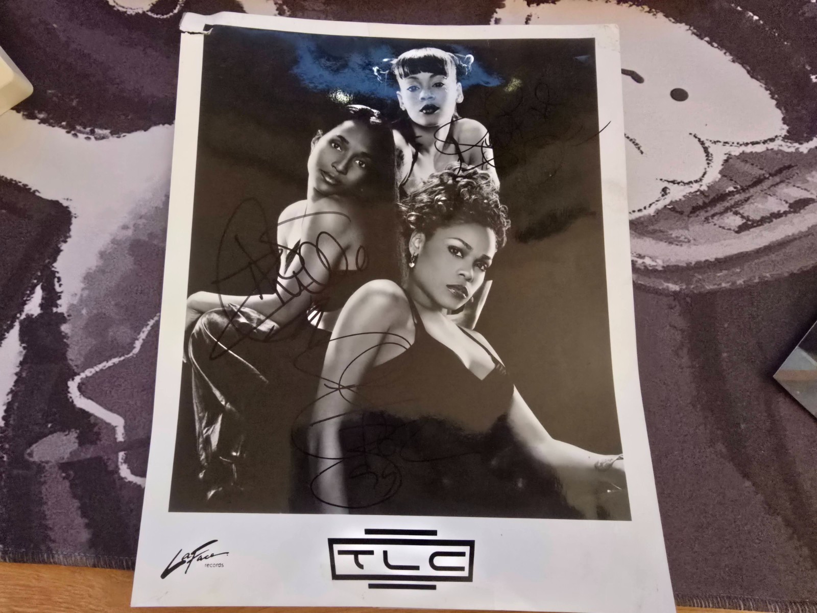 TLC Hand Signed Autograph All 3 Members Left Eye Chilli T-Boz LaFace Promo Photo