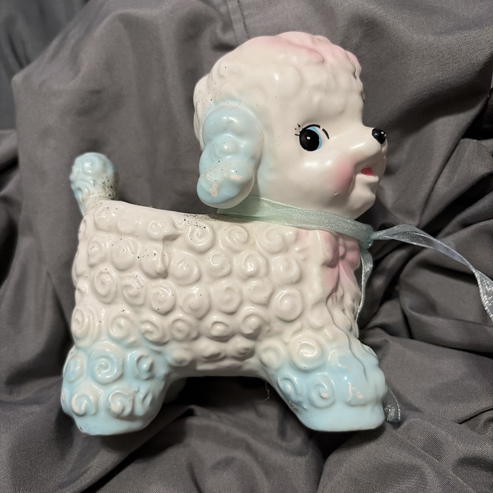 Vintage 1950s Baby Lamb/Sheep Planter Pink/Blue/Yellow with Bow Ceramic- see pic Vintage 1950s Baby Lamb/Sheep Planter Pink/Blue/Yellow with Bow Ceramic- see pic