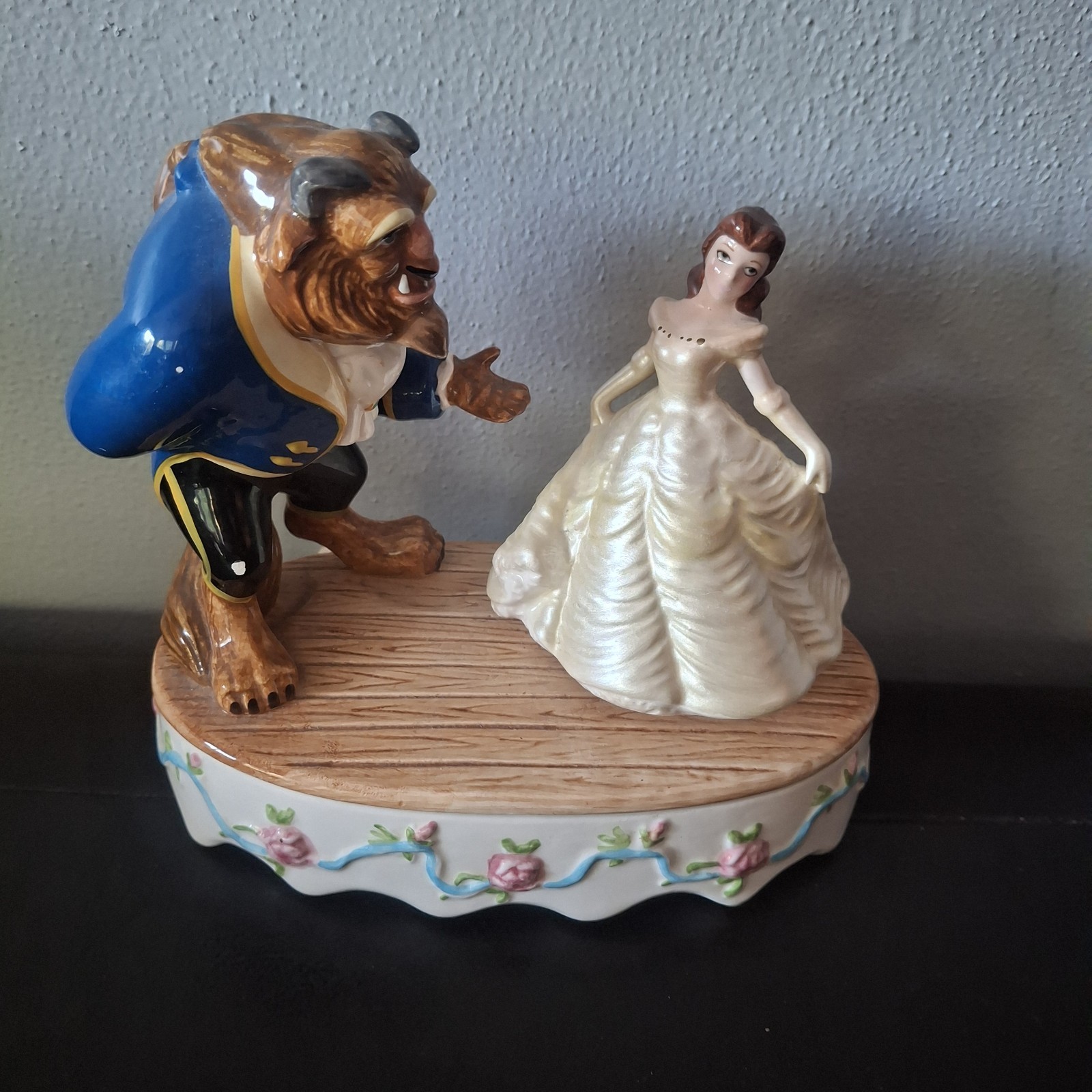 Vintage Schmid Walt Disney Beauty and The Beast Porcelain Music Box - Works