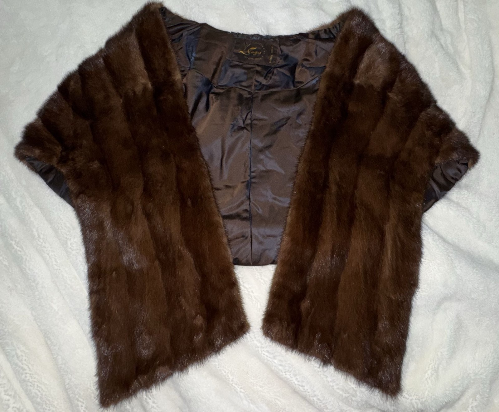 Vintage Saga Dark Mink Fur Stole Wrap Shawl Vintage Saga Dark Mink Fur Stole Wrap Shawl