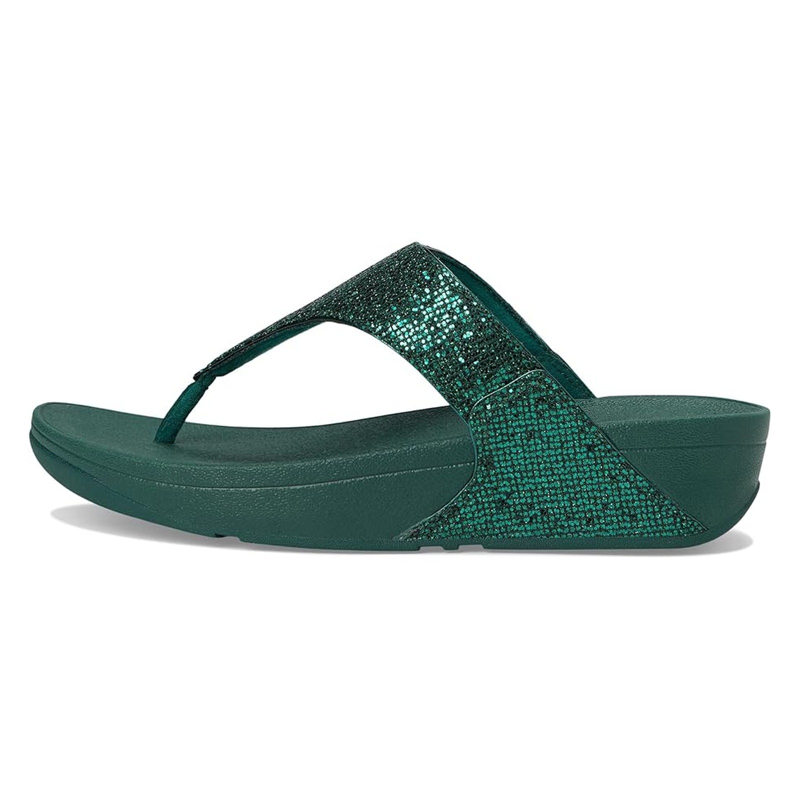 FITFLOP Lulu Metallic Deep Teal Glitterball Toe-Post Sandals (IF9-B91)