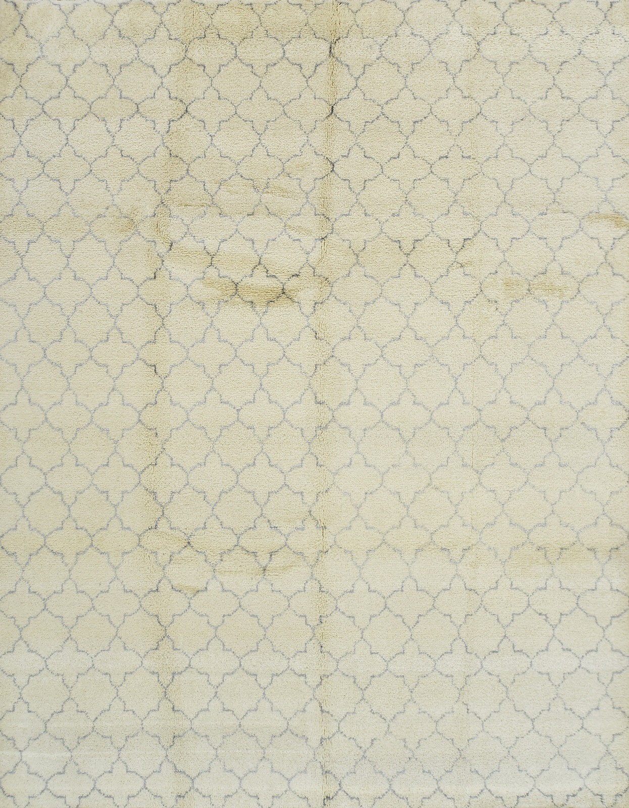 Moroccan Trellis Rug 9\' x 11\'7\'\' Ivory Wool Contemporary Hand-Knotted Carpet Moroccan Trellis Rug 9\' x 11\'7\'\' Ivory Wool Contemporary Hand-Knotted Carpet