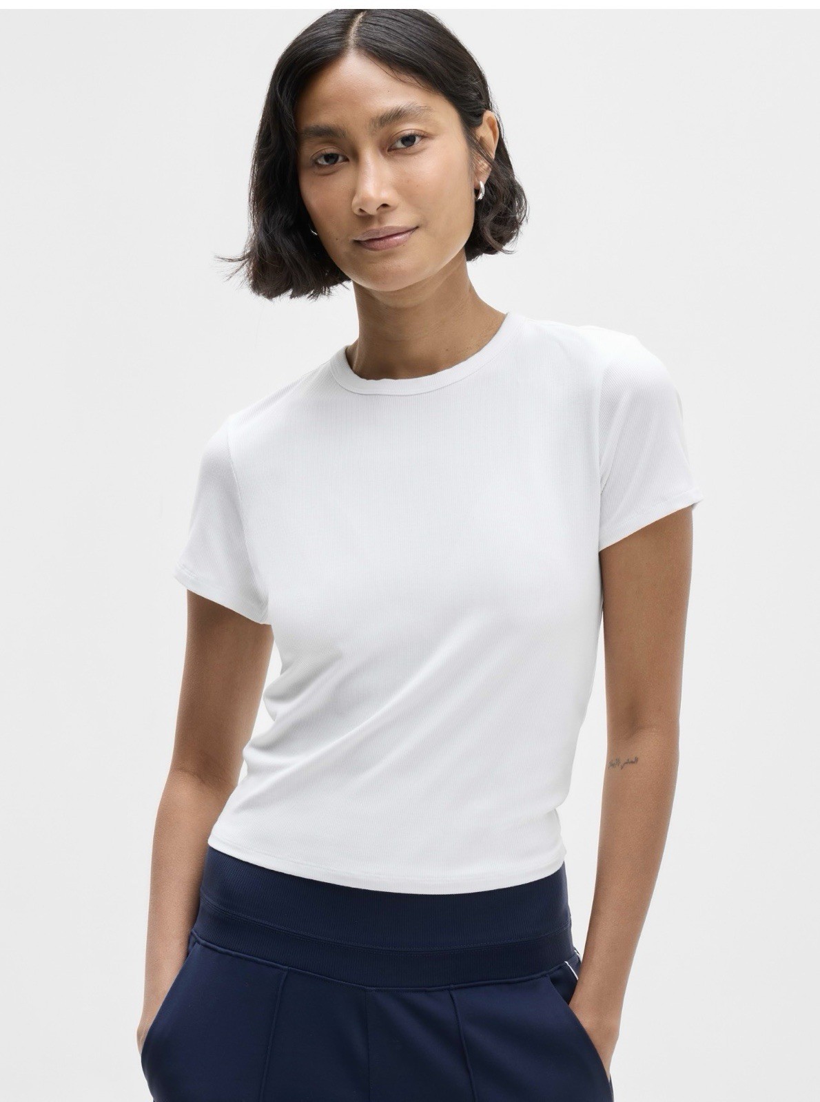 Athleta Signature Rib Crop Tee White XL NWT Athleta Signature Rib Crop Tee White XL NWT