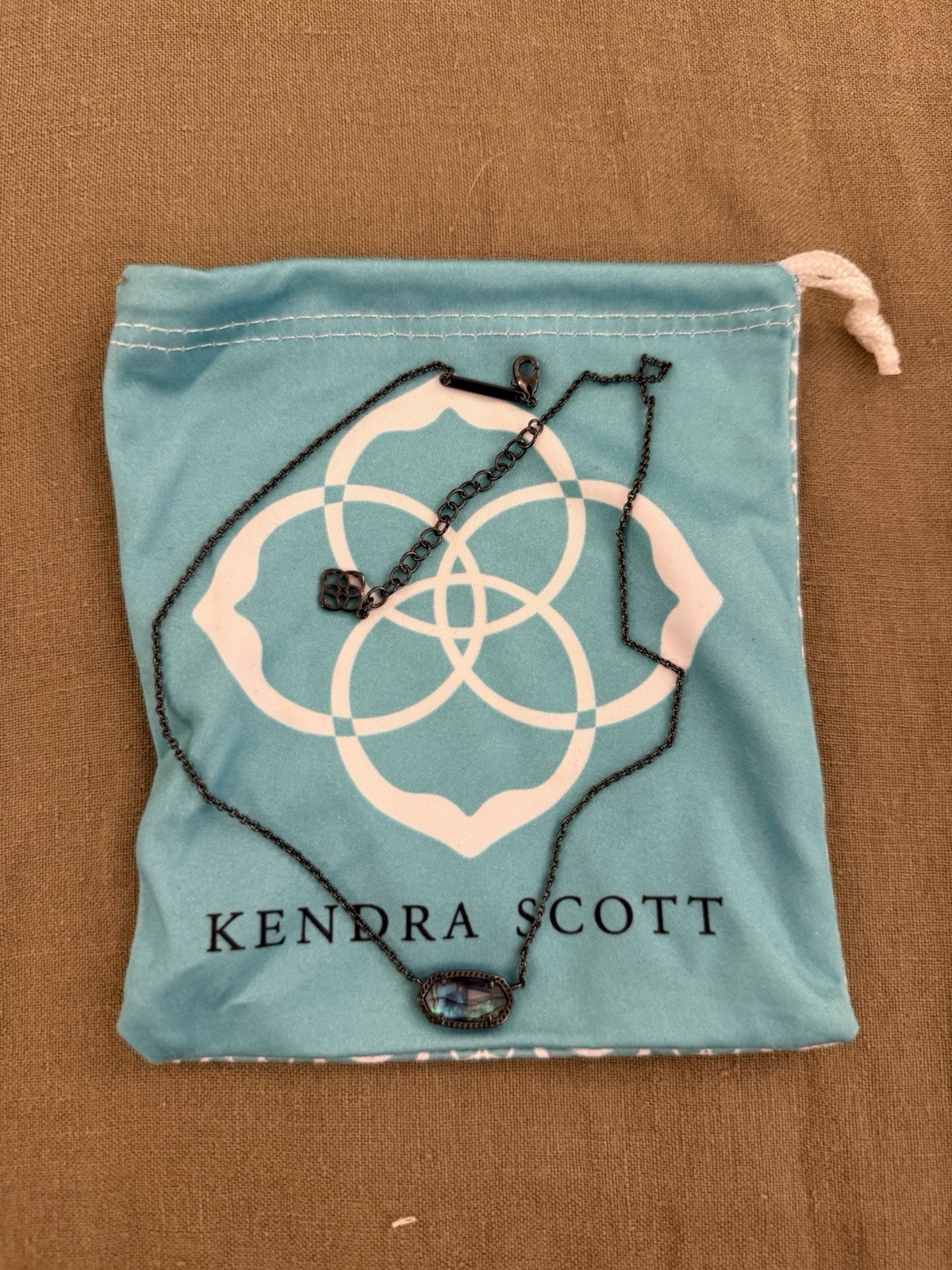 Kendra Scott Mother of Pearl Necklace with Gunmetal Chain