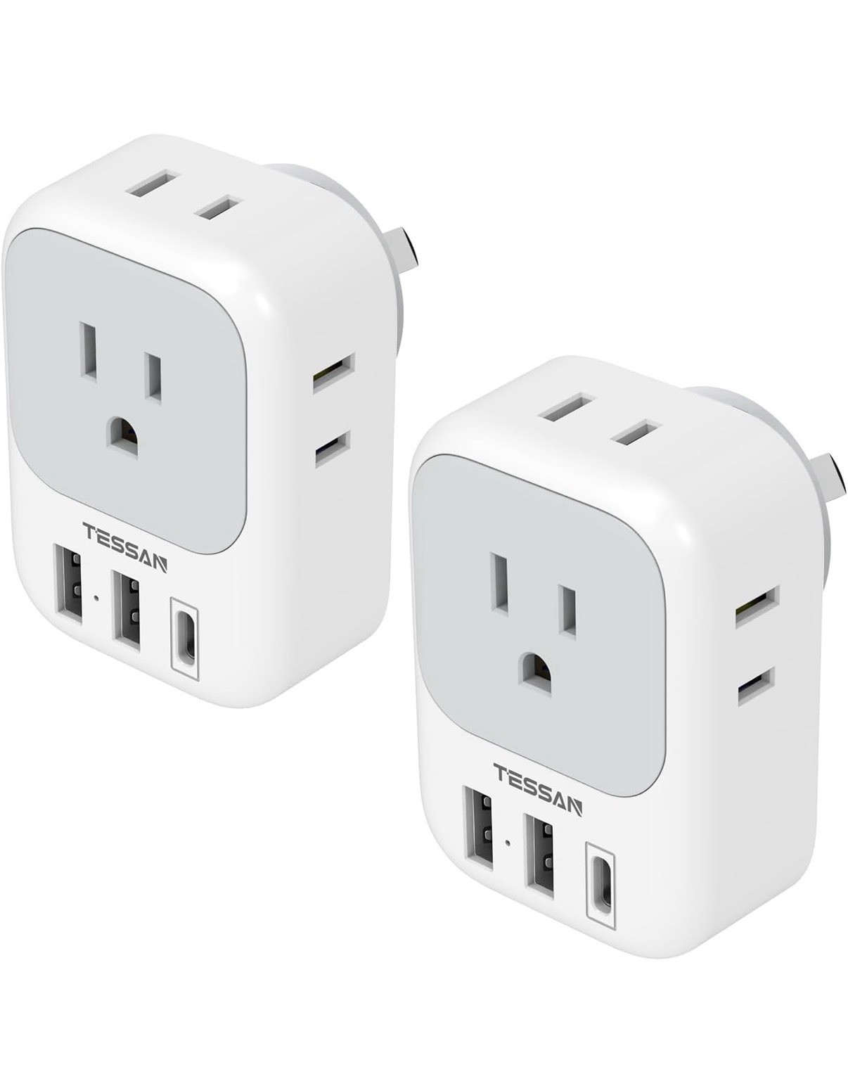 New Zealand Power Adapter 2 Pack, TESSAN PD 20W US to Australia Plug Adapter wit