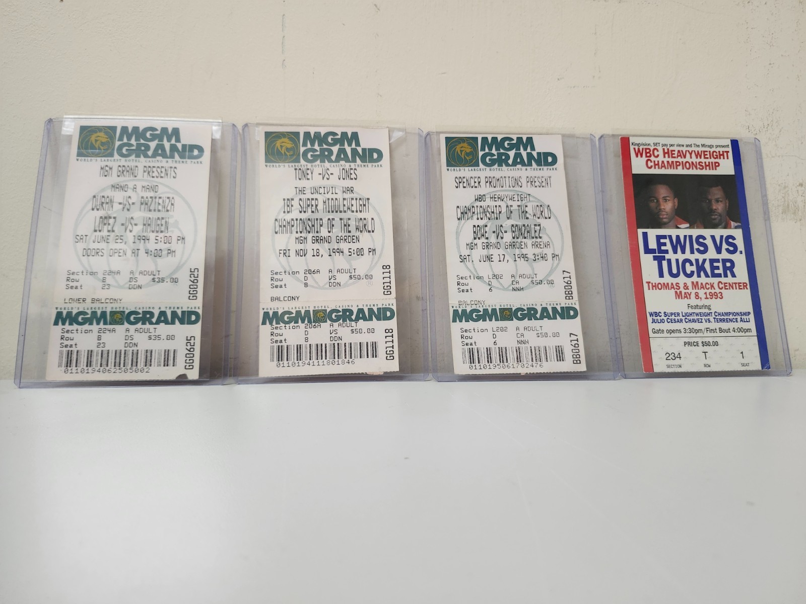 VINTAGE BOXING TICKETS MGM GRAND VENUE BOWE GONZALES TONEY JONES IBF WBC 4 TIX