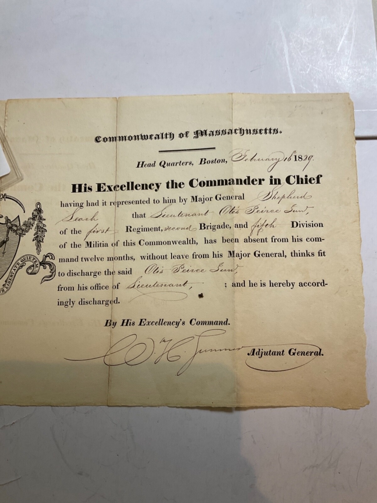 49 Revoked Massachusetts Military Commission 1829 Lt Pierce Com 1 Yr Absent AWOL 49 Revoked Massachusetts Military Commission 1829 Lt Pierce Com 1 Yr Absent AWOL