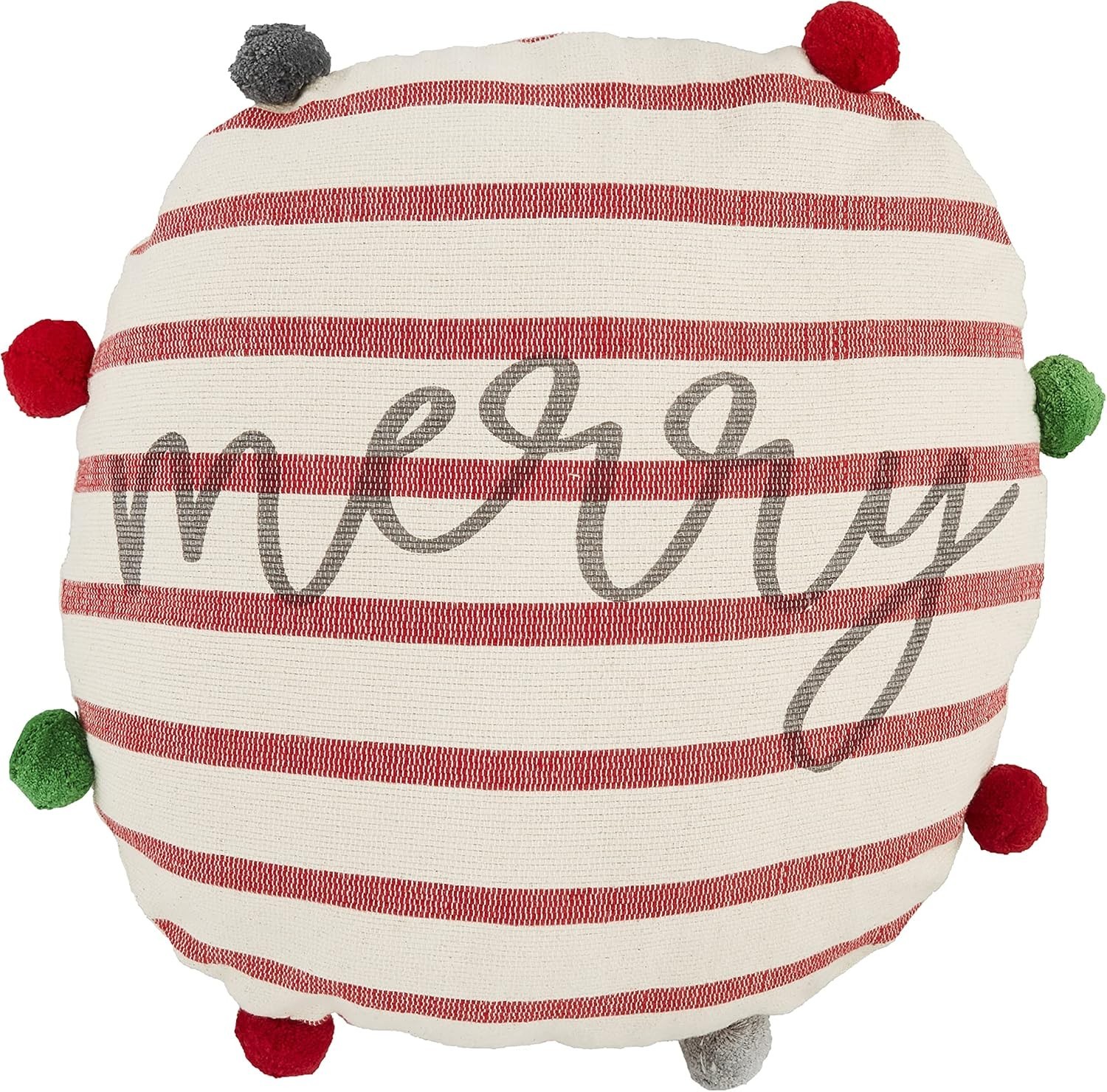 NWOT Mud pie MERRY Round Christmas  Pillow 16\