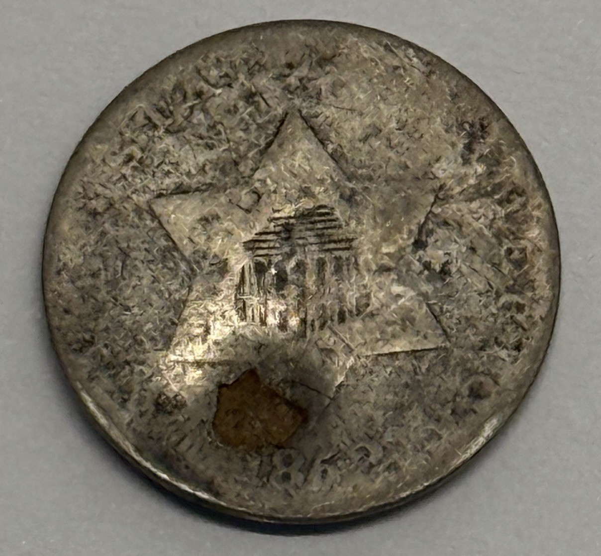 1852 3c Silver Holed And Plugged 1852 3c Silver Holed And Plugged