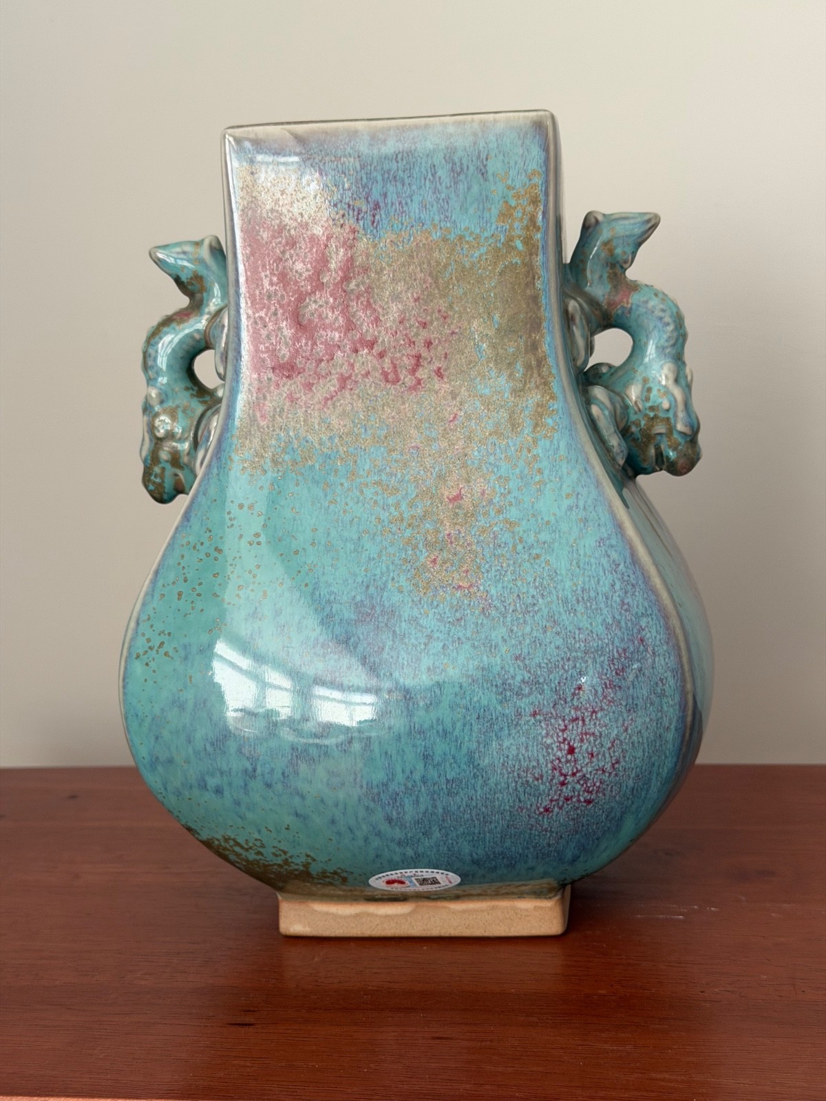 Chinese Porcelain Vase, Original Box Kong Jia Jun Kiln