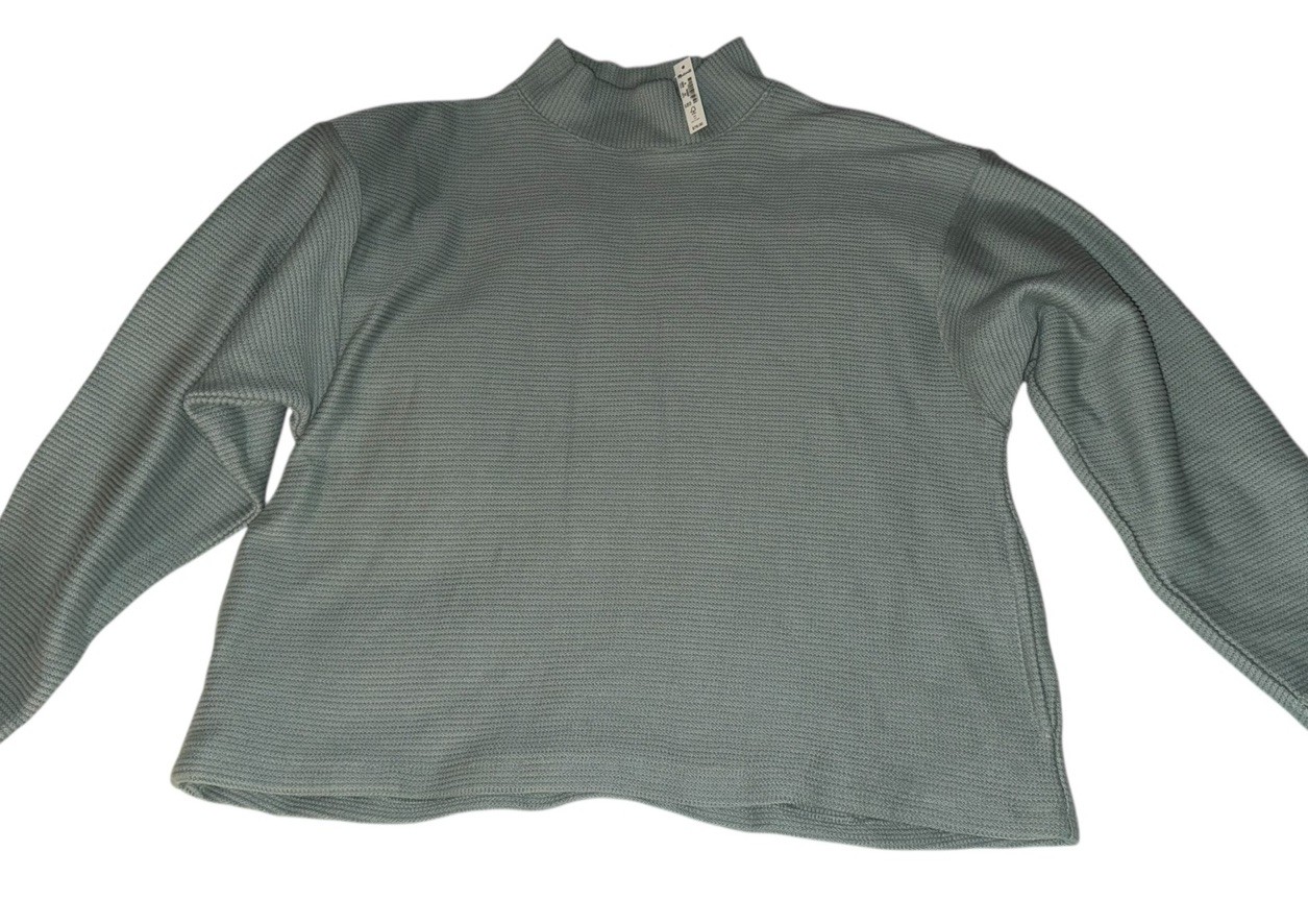 MADEWELL Funnel Neck Ribbed Sweater Women’s M Green Drop Shoulder Pockets NI096