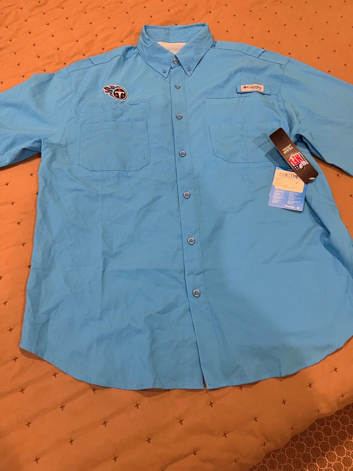 Columbia PFG Omni-Shade Blue UV Protection Pockets Button-Down Shirt Men M Columbia PFG Omni-Shade Blue UV Protection Pockets Button-Down Shirt Men M