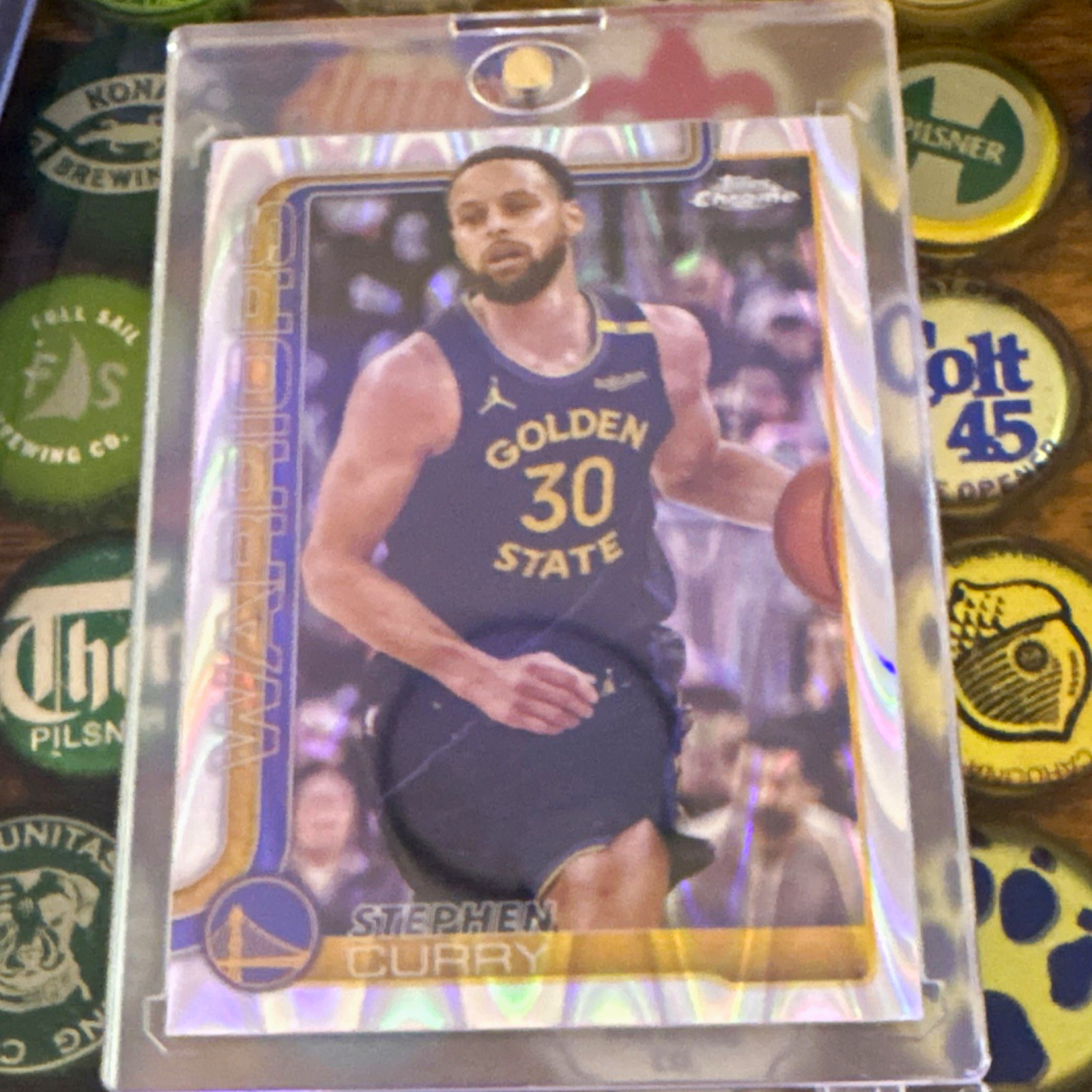 Topps 2025-26 Topps Chrome Stephen Curry Warriors RayWave Refractor #201